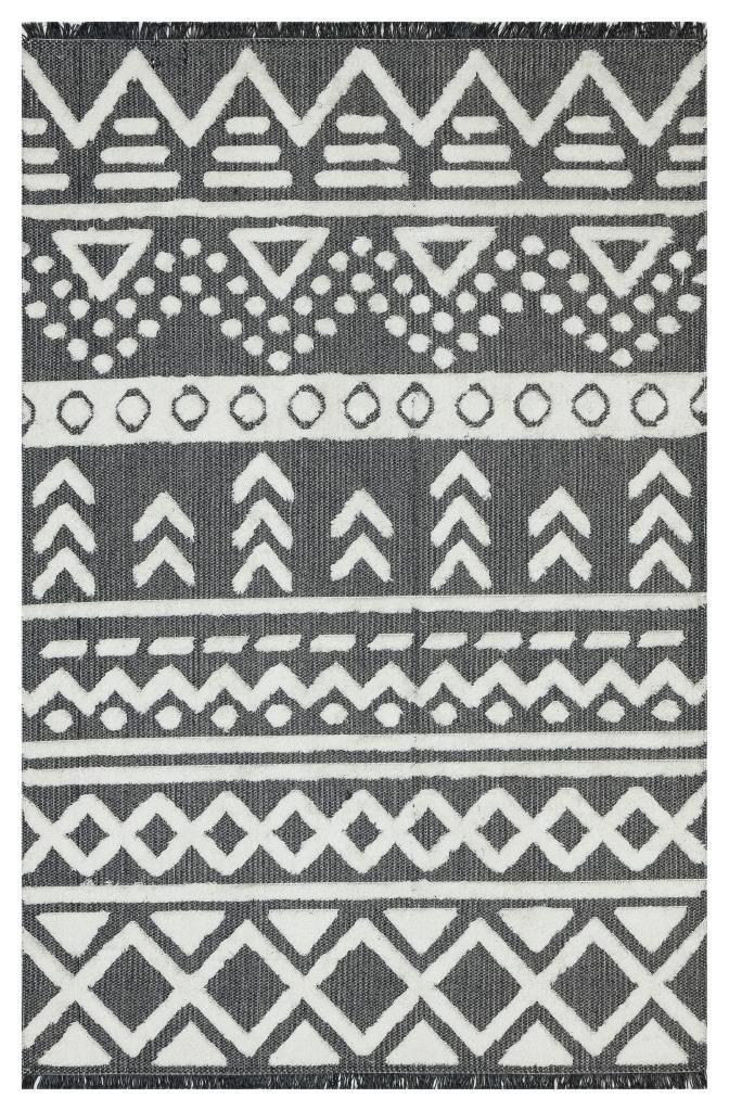 Habitat Grey Scandinavian Patterned Shaggy Cotton Children's Rug 7602