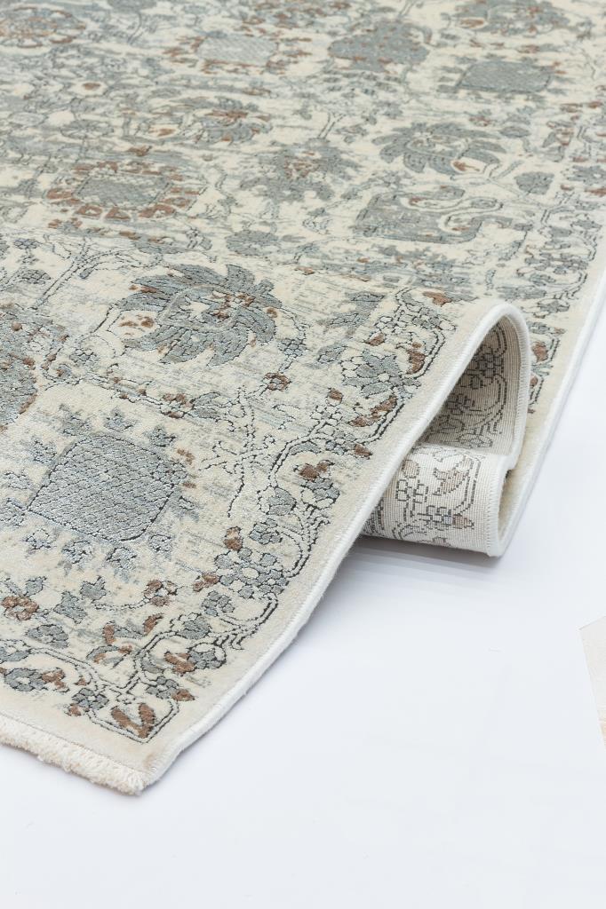 Heriz Bamboo Woven Ethnic Patterned Cream Area Rug 8213
