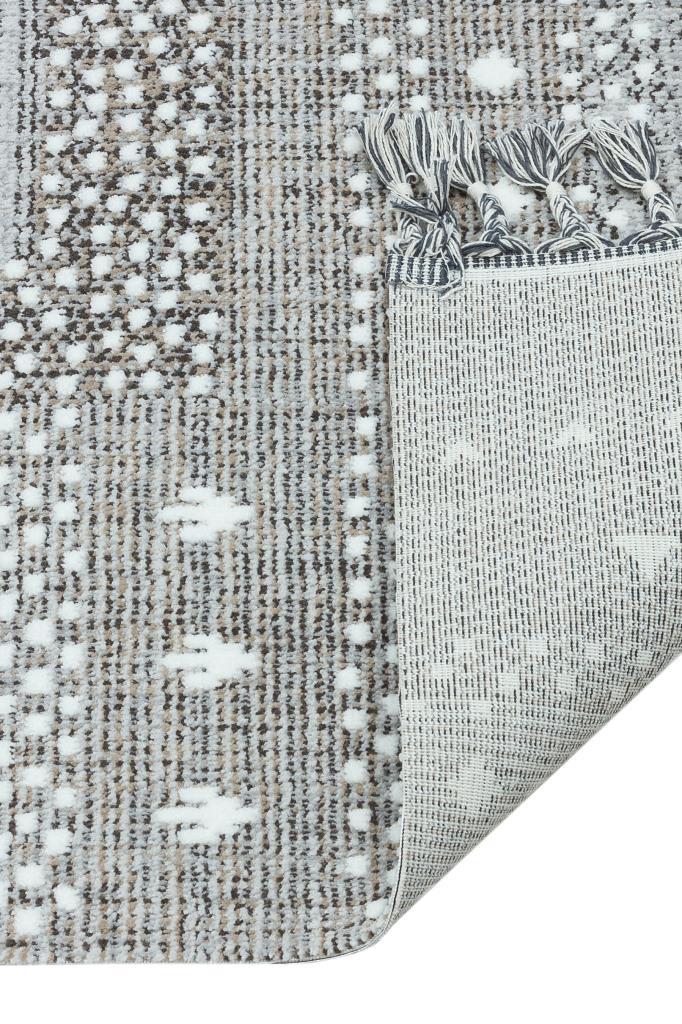 Marakes Scandinavian Patterned Fringed Thin Rug 1607