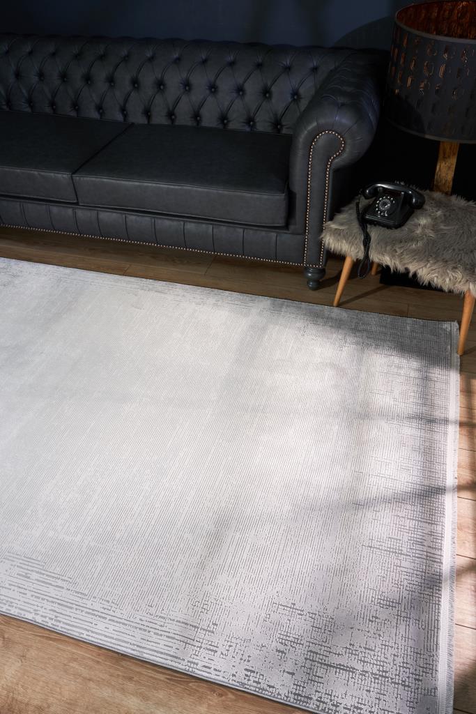 Serenity Gray Viscose Woven Modern Living Room Rug 7822