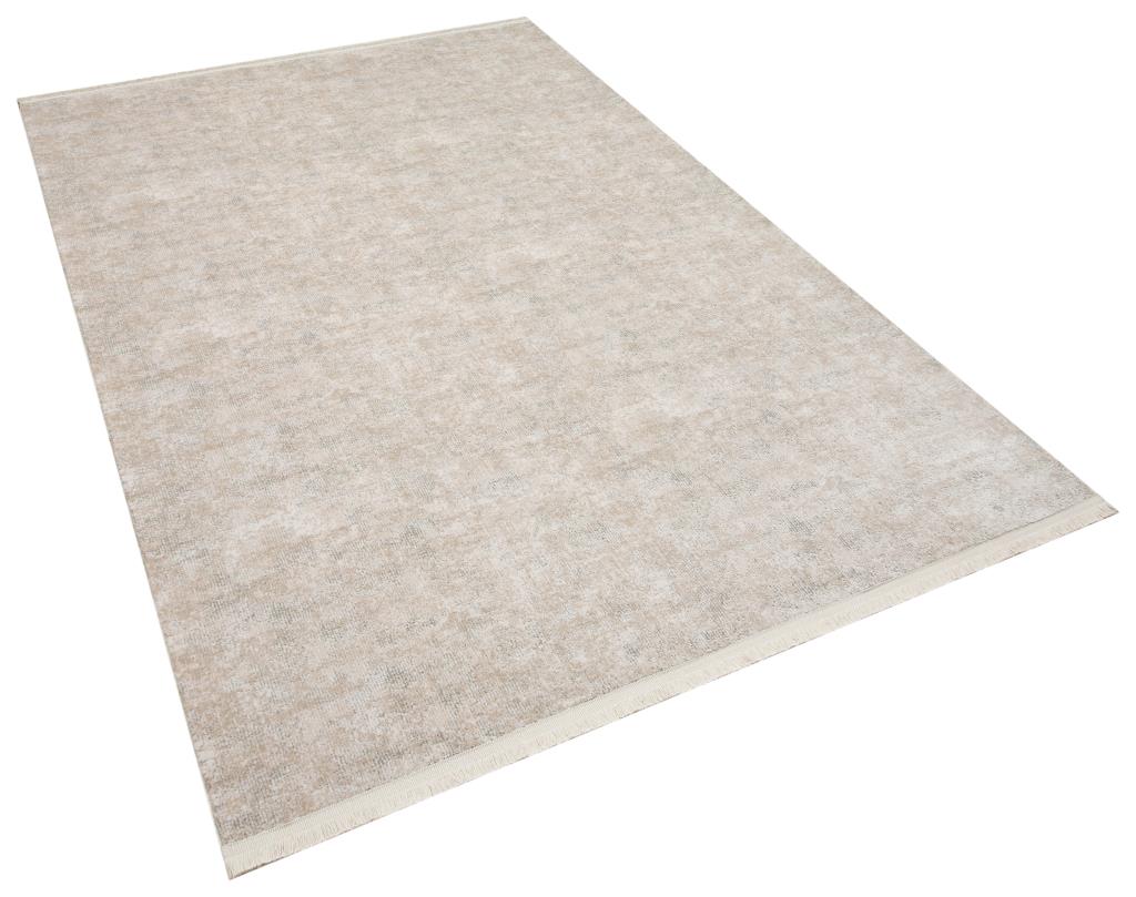 Solid Modern and Plain Patterned Fringed Beige Rug 8351
