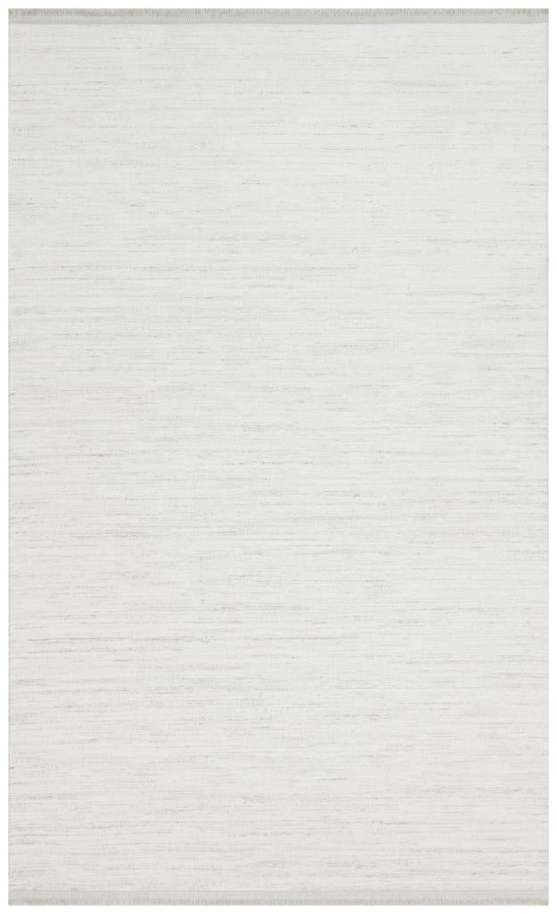 Solid Modern and Plain Patterned Fringed Cream Rug 8331