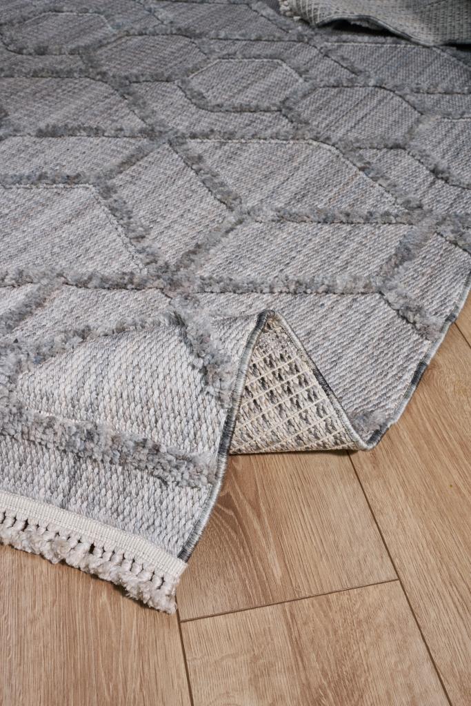 Vesta Scandinavian and Embossed Patterned Gray Area Rug 9523