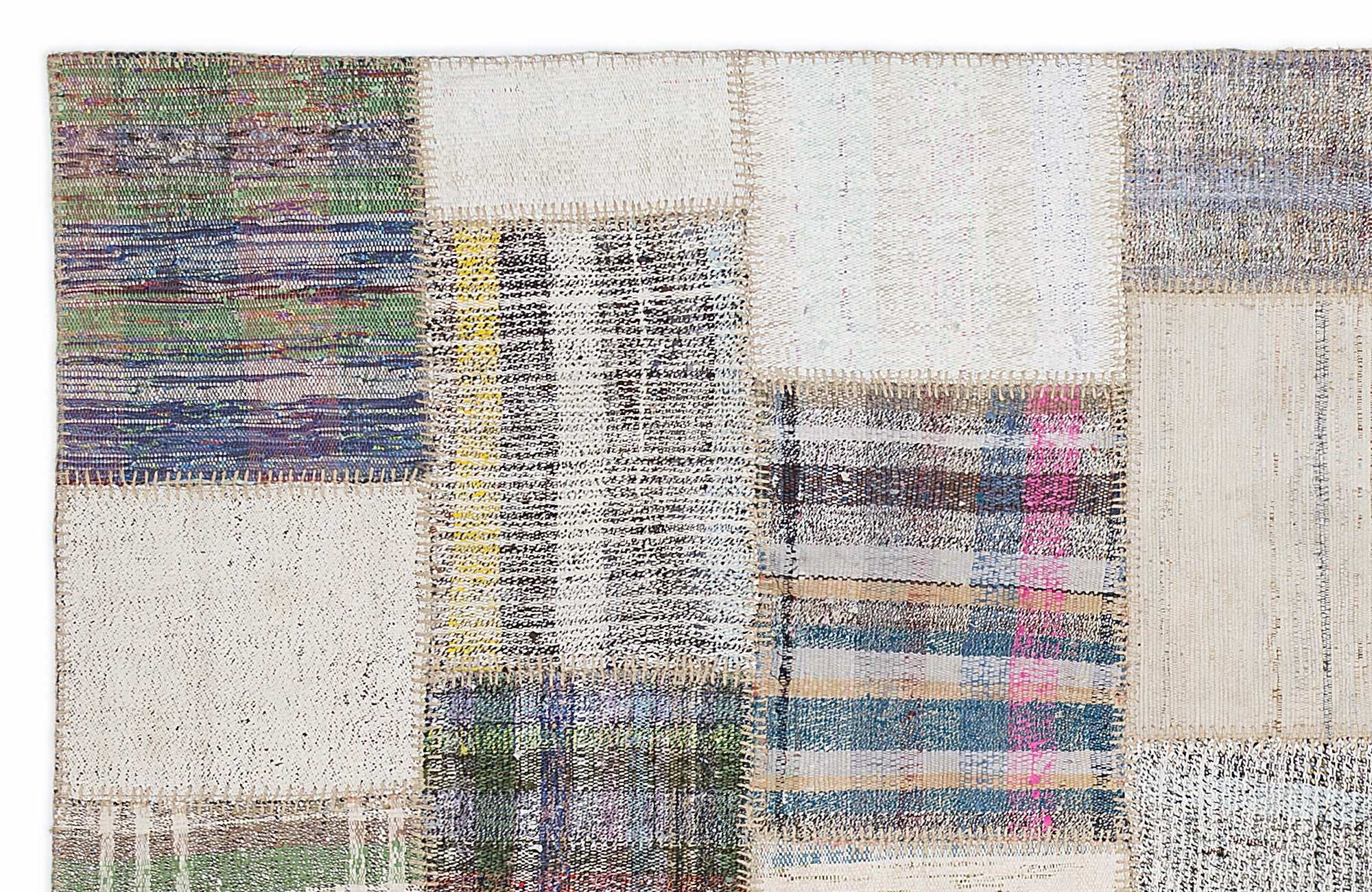Striped Over Dyed Kilim Patchwork Unique Rug 5'3'' x 7'7'' ft 160 x 230 cm