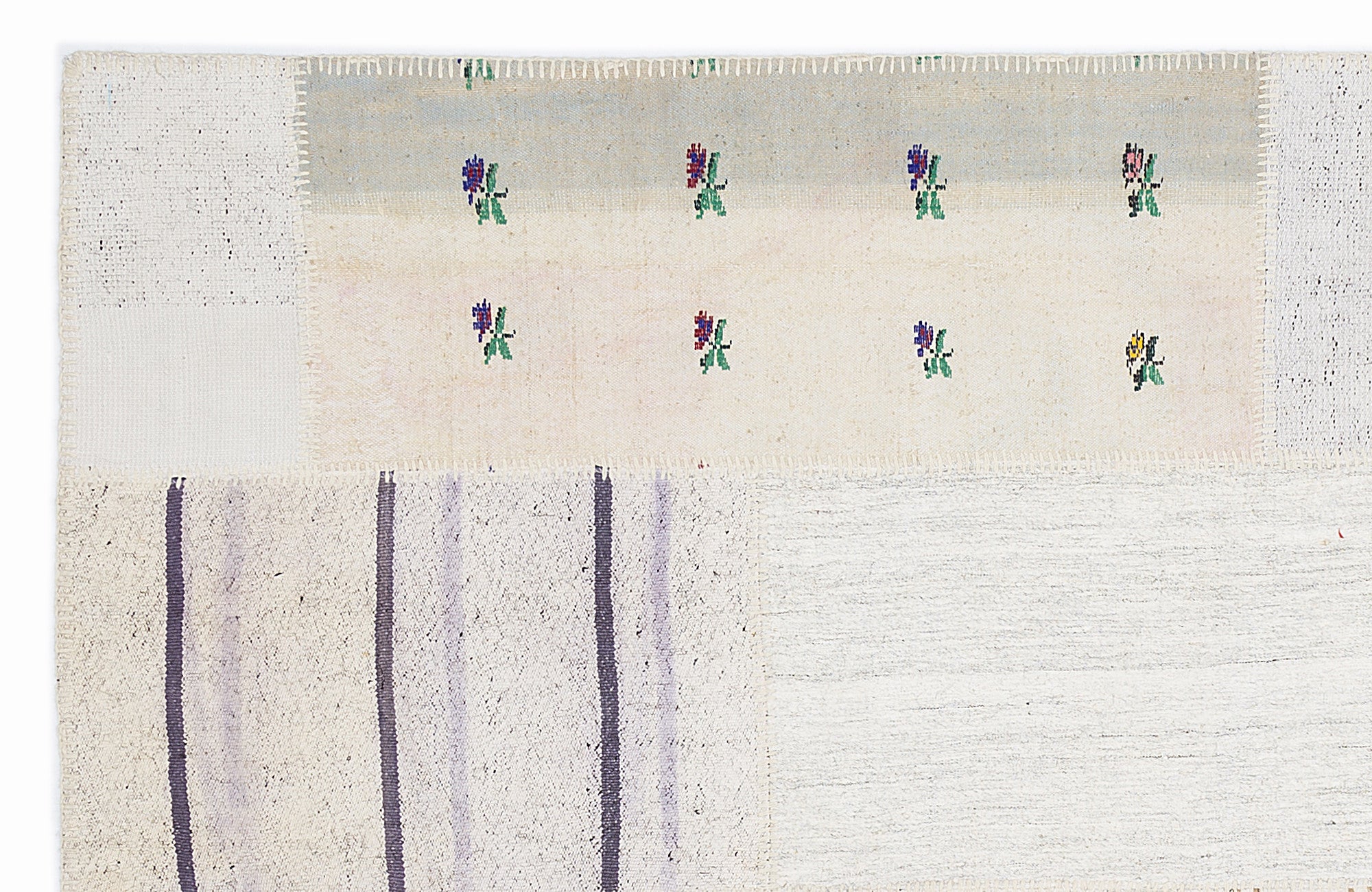 Striped Over Dyed Kilim Patchwork Unique Rug 5'3'' x 7'7'' ft 160 x 230 cm