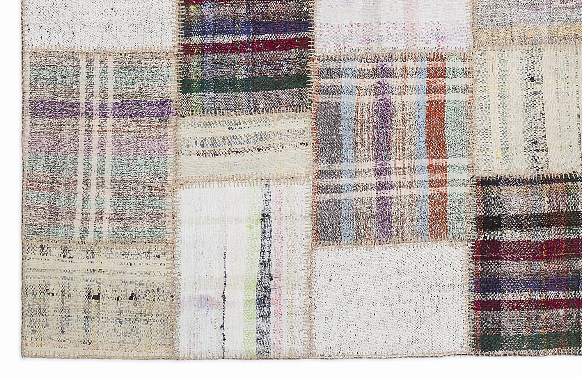 Striped Over Dyed Kilim Patchwork Unique Rug 5'3'' x 7'7'' ft 160 x 230 cm