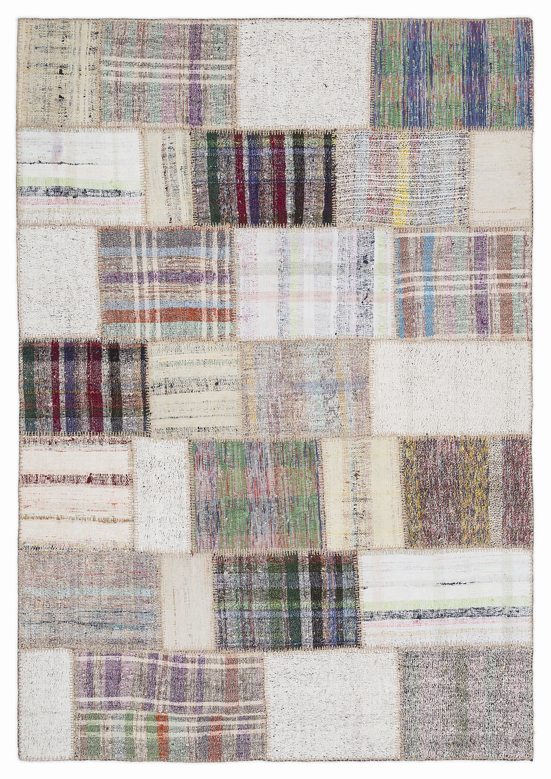 Striped Over Dyed Kilim Patchwork Unique Rug 5'3'' x 7'7'' ft 160 x 230 cm