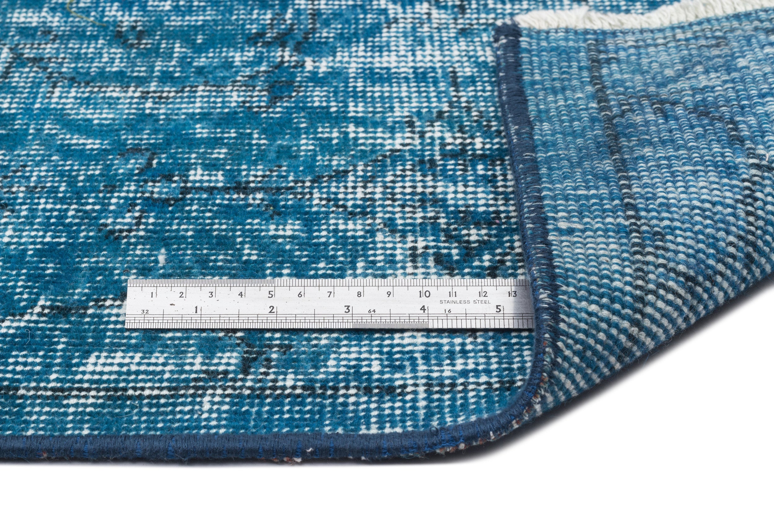 Turquoise Over Dyed Vintage Rug 5'1'' x 9'3'' ft 155 x 282 cm