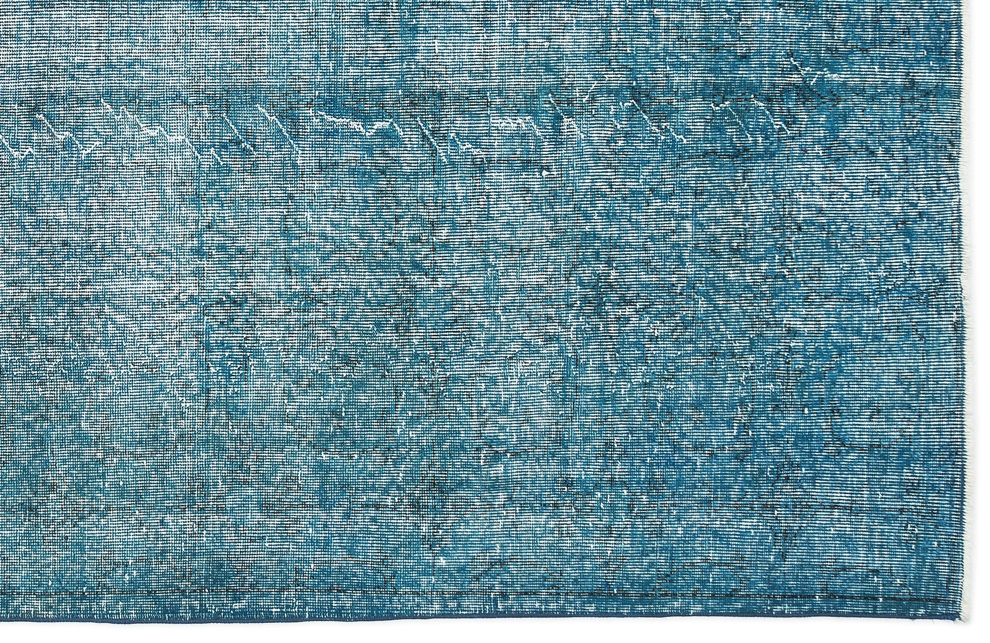 Turquoise Over Dyed Vintage Rug 5'1'' x 9'3'' ft 155 x 282 cm