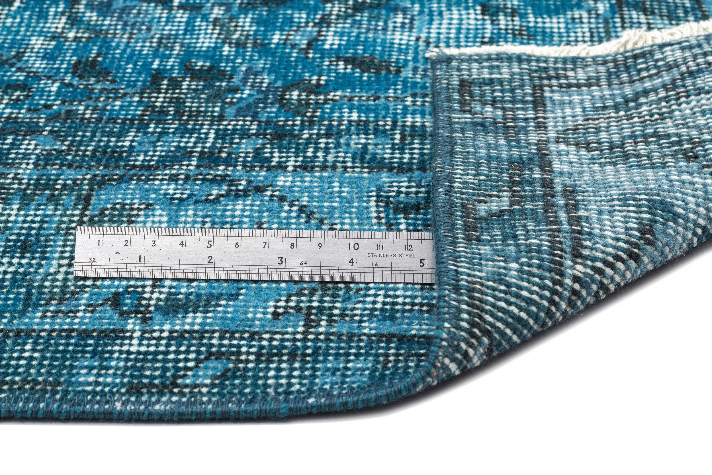 Turquoise Over Dyed Vintage Rug 4'11'' x 9'3'' ft 150 x 282 cm