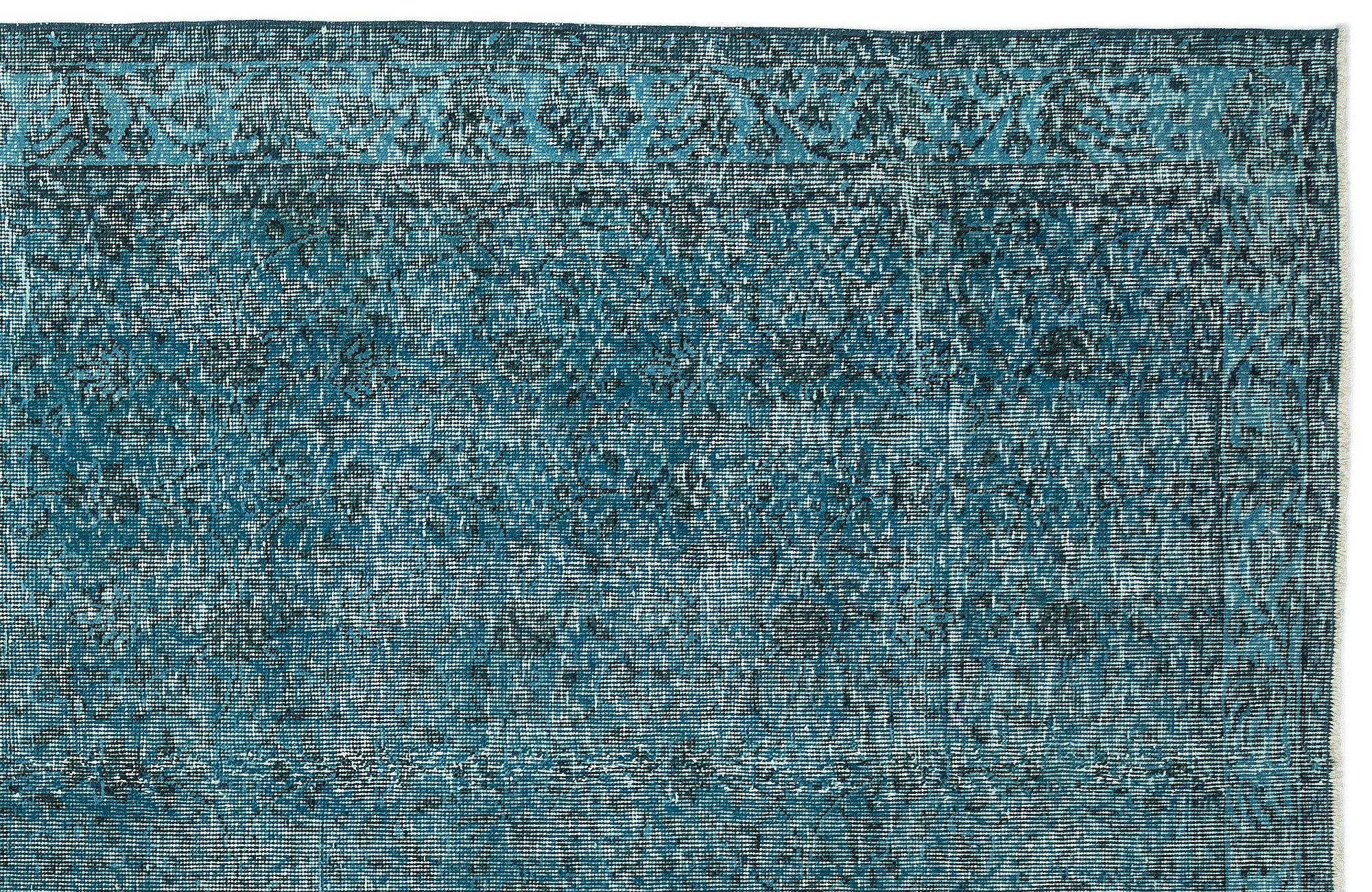 Turquoise Over Dyed Vintage Rug 4'11'' x 9'3'' ft 150 x 282 cm