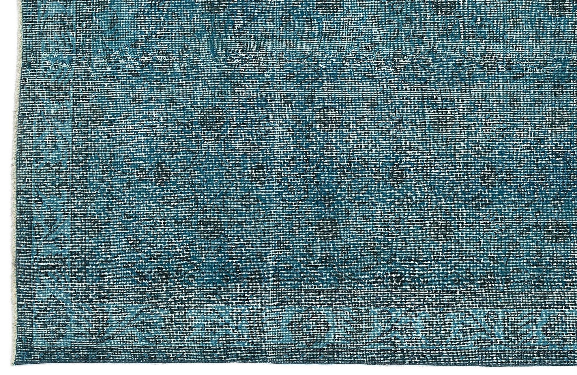 Turquoise Over Dyed Vintage Rug 4'11'' x 9'3'' ft 150 x 282 cm