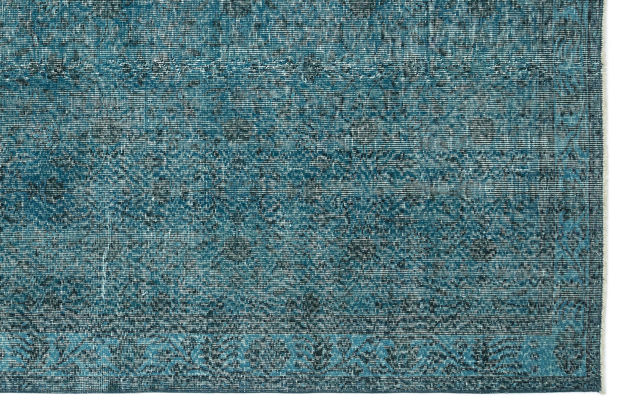 Turquoise Over Dyed Vintage Rug 4'11'' x 9'3'' ft 150 x 282 cm