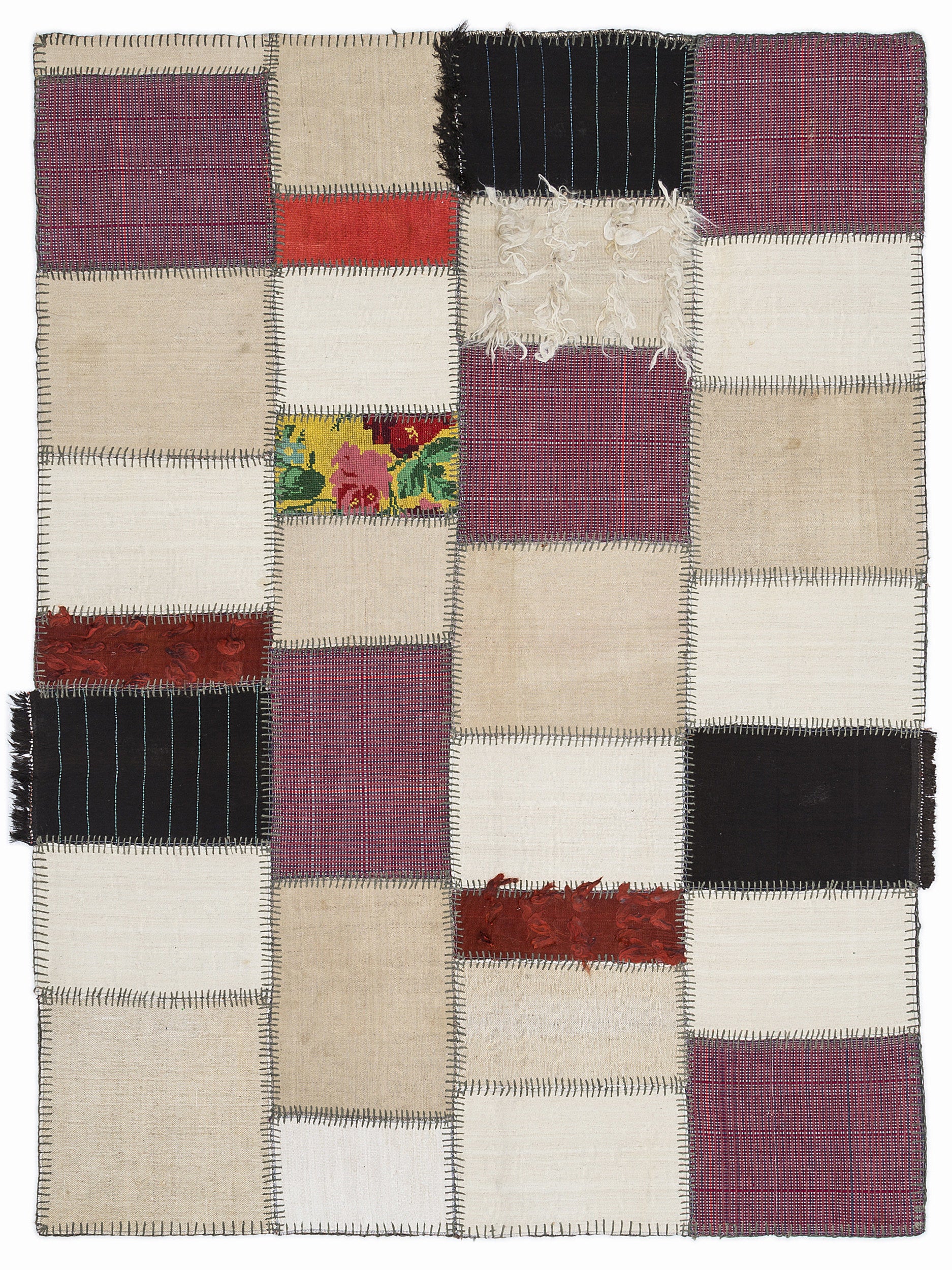 Mixed Over Dyed Kilim Patchwork Unique Rug 5'3'' x 7'7'' ft 160 x 230 cm
