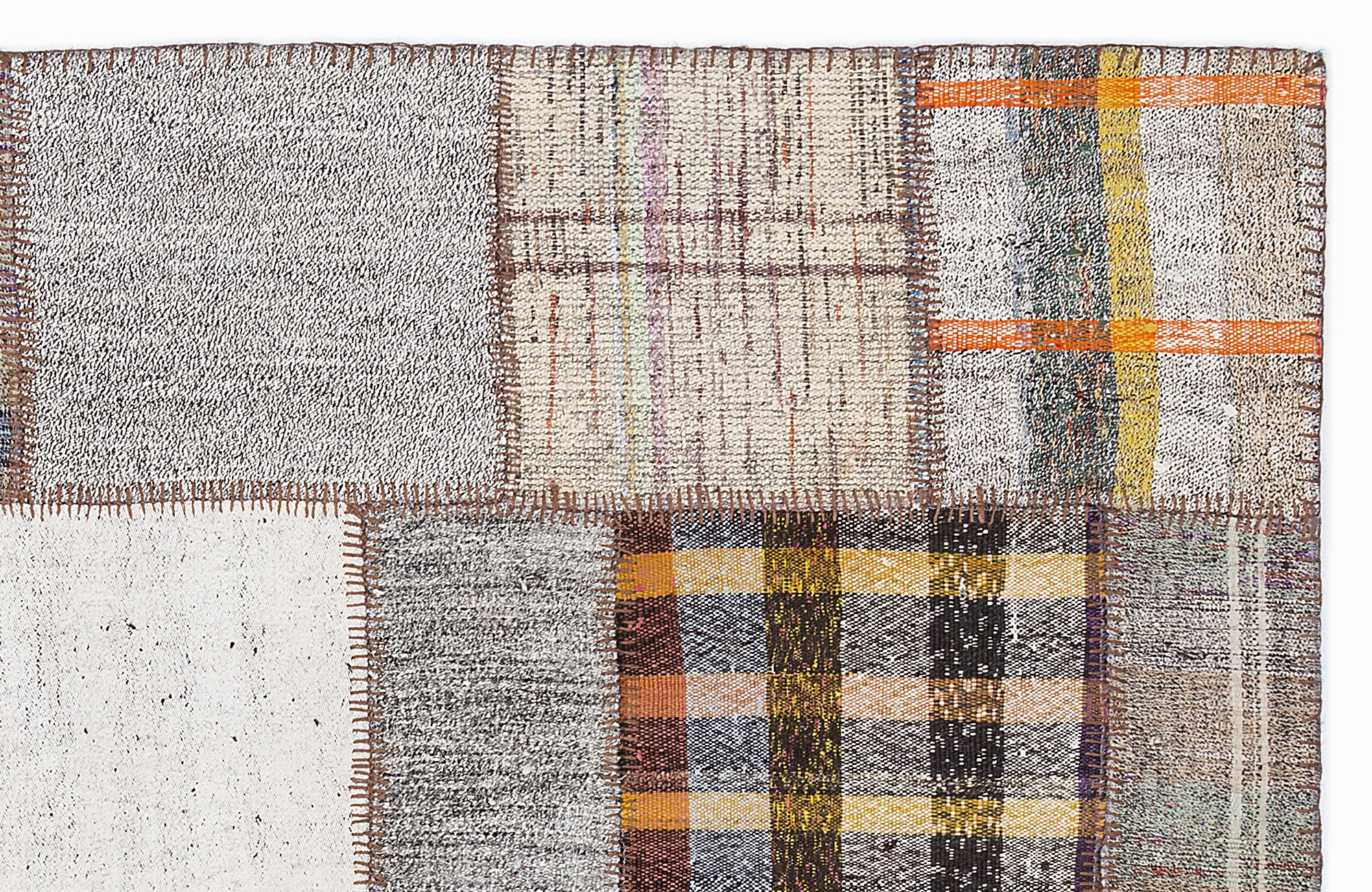Striped Over Dyed Kilim Patchwork Unique Rug 5'3'' x 7'7'' ft 160 x 230 cm