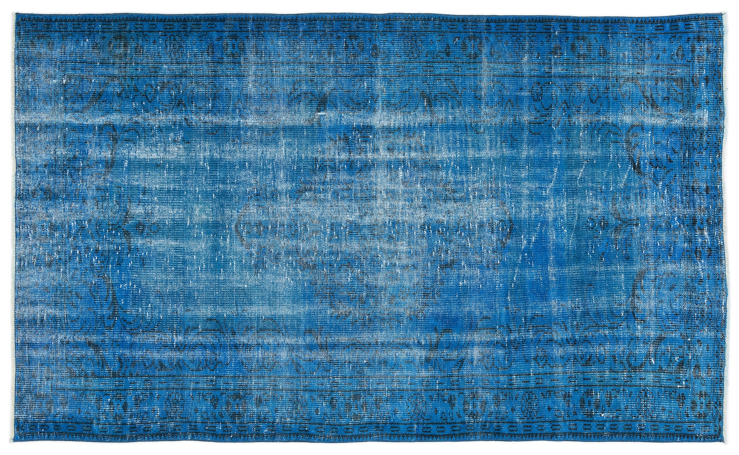 Turquoise Over Dyed Vintage Rug 4'8'' x 7'10'' ft 143 x 240 cm