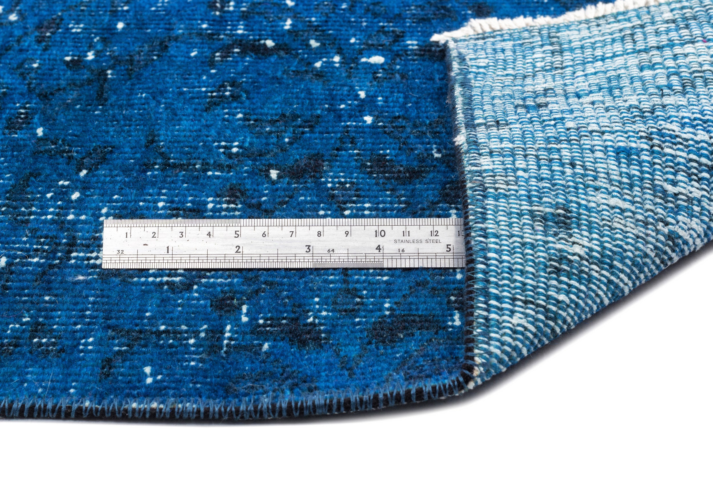 Turquoise Over Dyed Vintage Rug 5'3'' x 9'1'' ft 161 x 277 cm