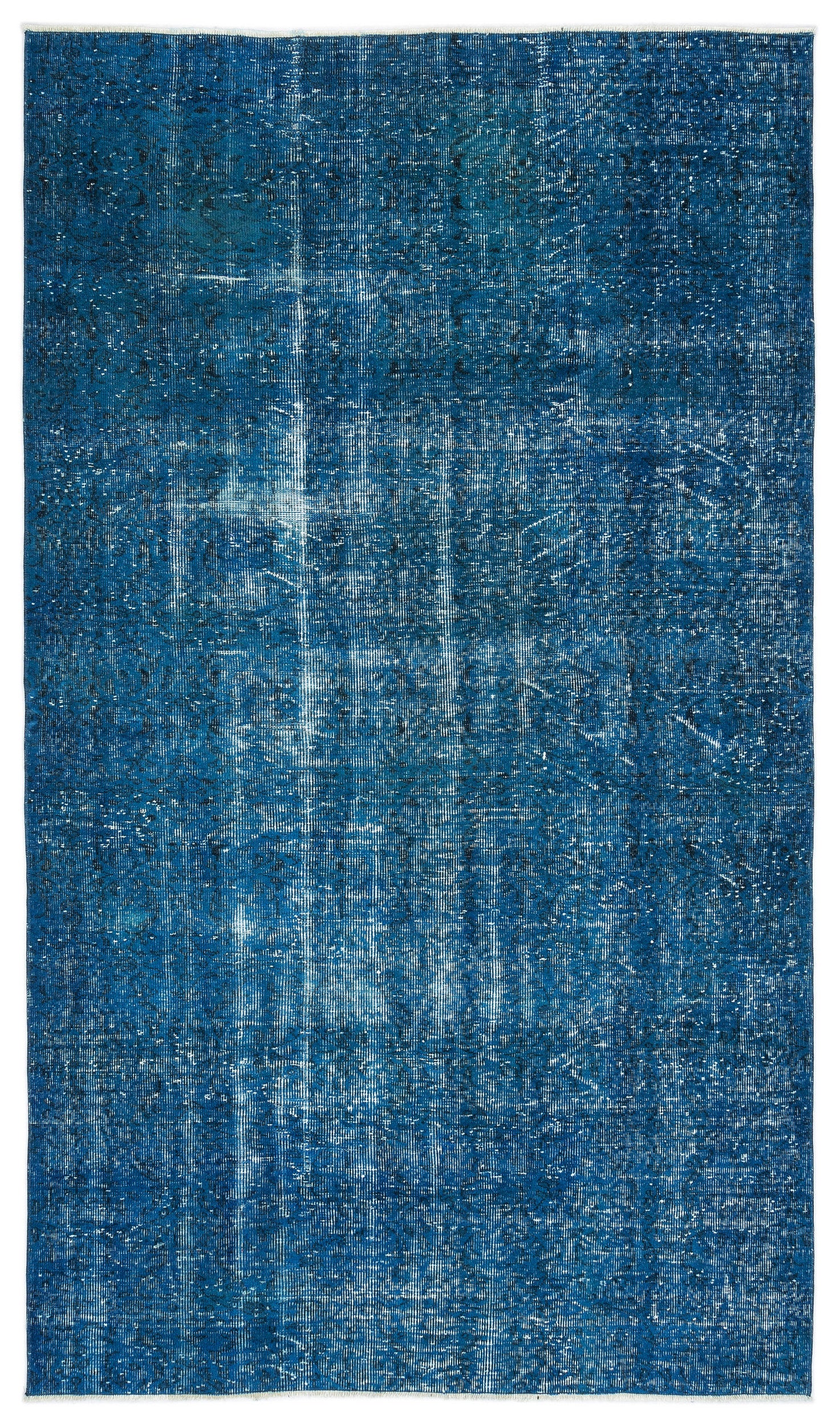 Turquoise Over Dyed Vintage Rug 5'3'' x 9'1'' ft 161 x 277 cm