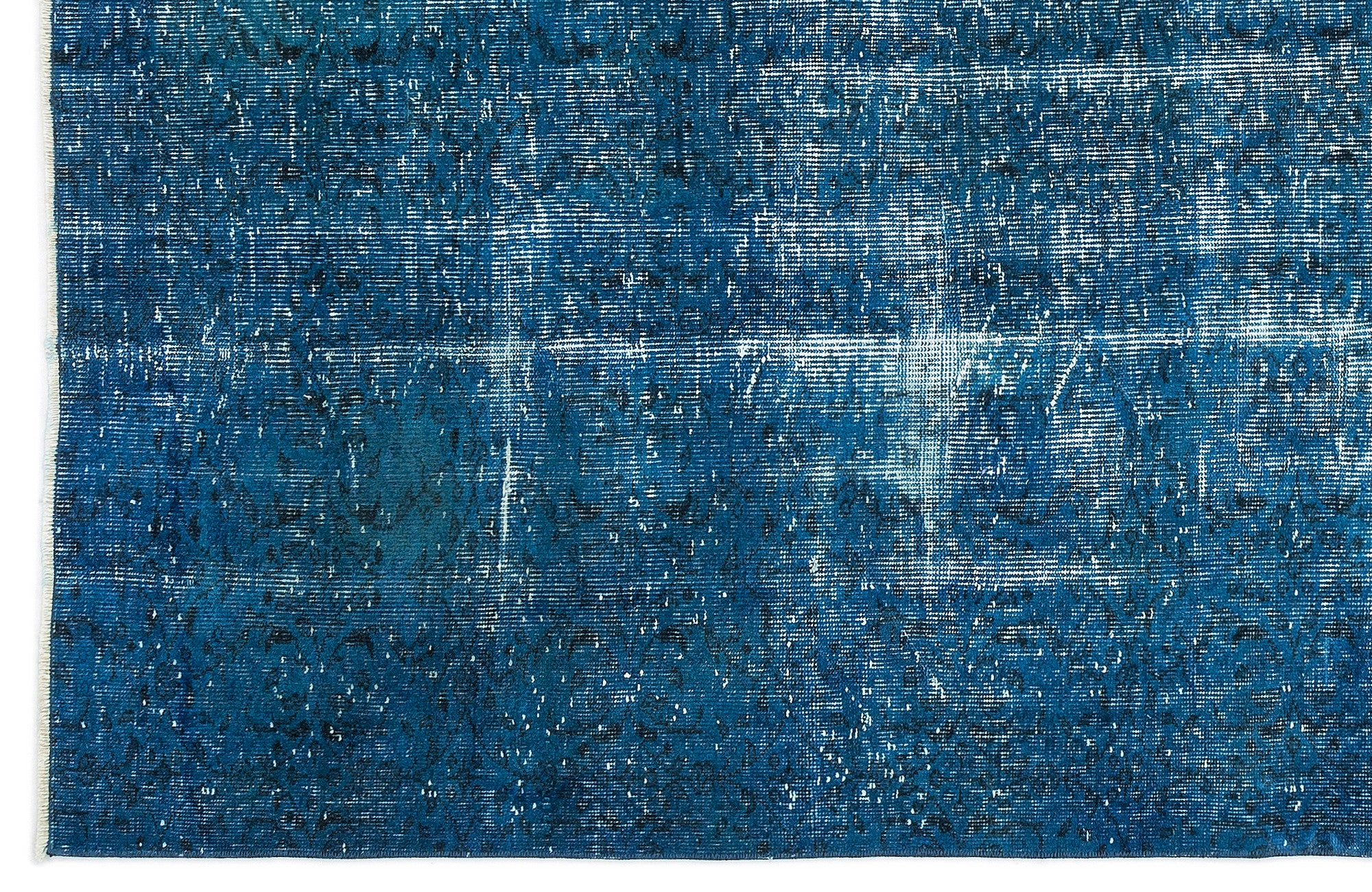Turquoise Over Dyed Vintage Rug 5'3'' x 9'1'' ft 161 x 277 cm