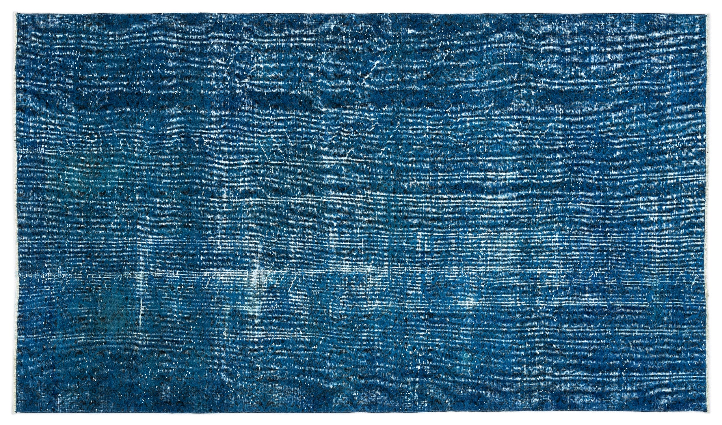 Turquoise Over Dyed Vintage Rug 5'3'' x 9'1'' ft 161 x 277 cm