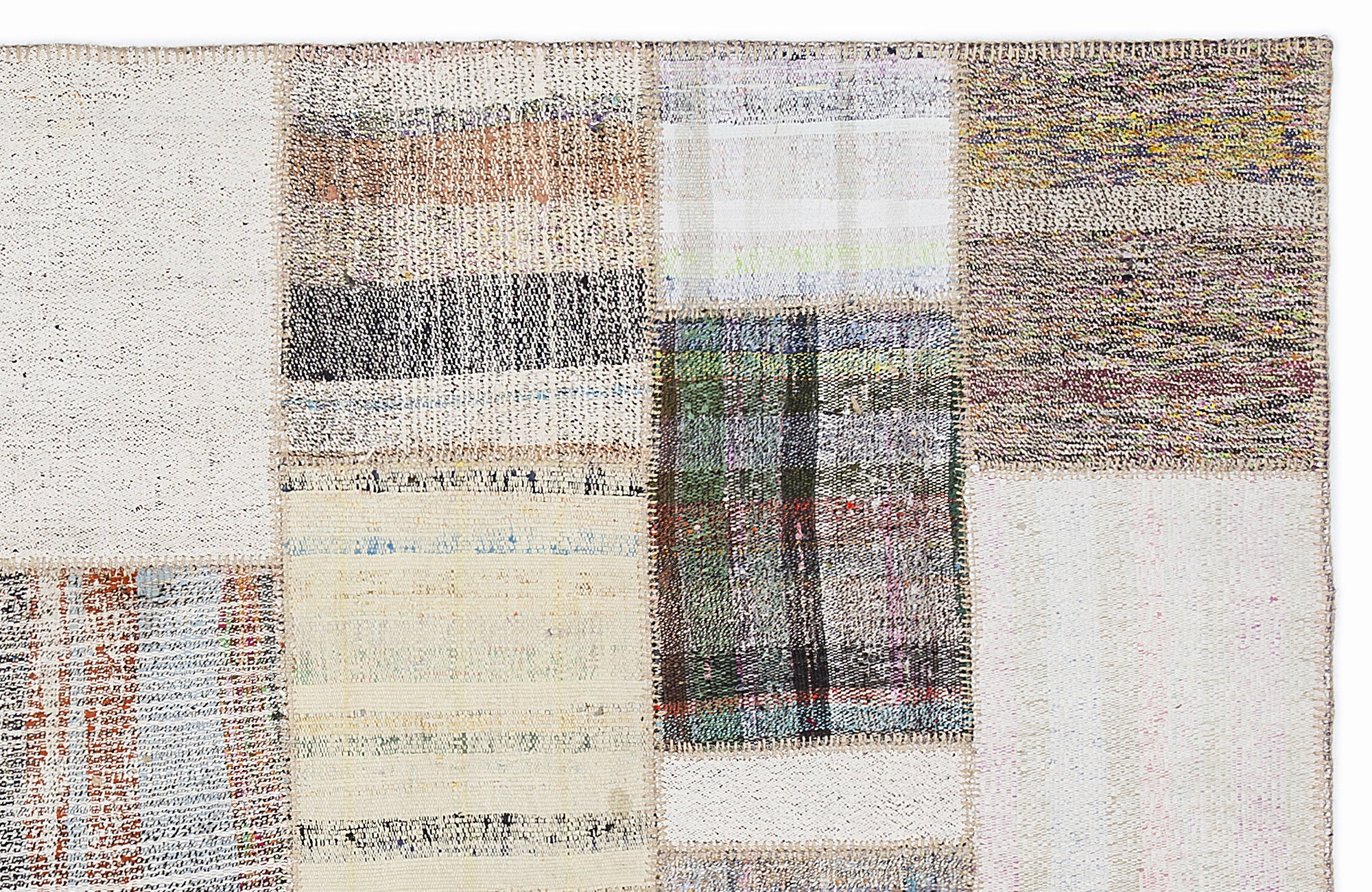 Striped Over Dyed Kilim Patchwork Unique Rug 5'3'' x 7'7'' ft 160 x 230 cm