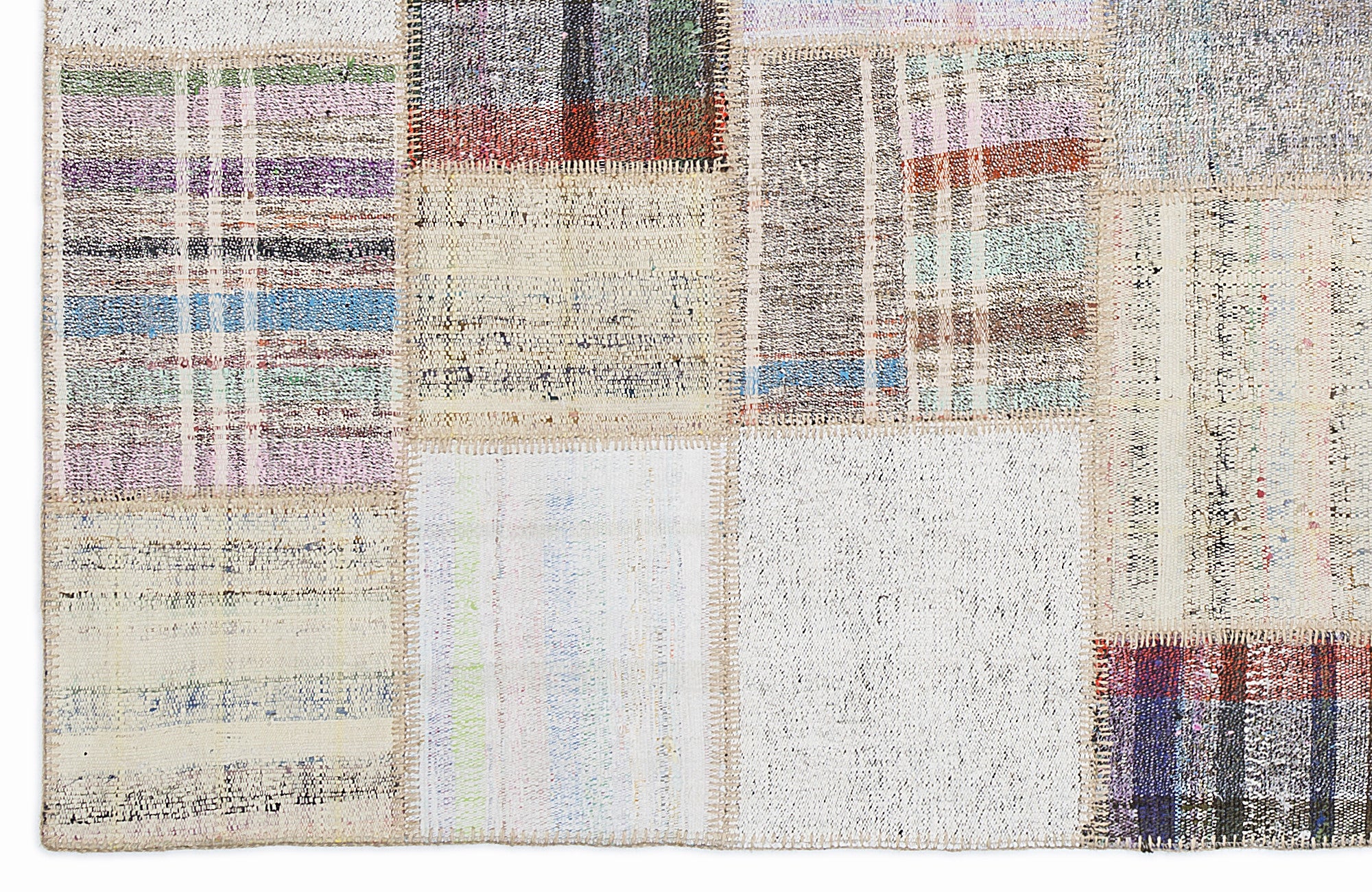 Striped Over Dyed Kilim Patchwork Unique Rug 5'3'' x 7'7'' ft 160 x 230 cm