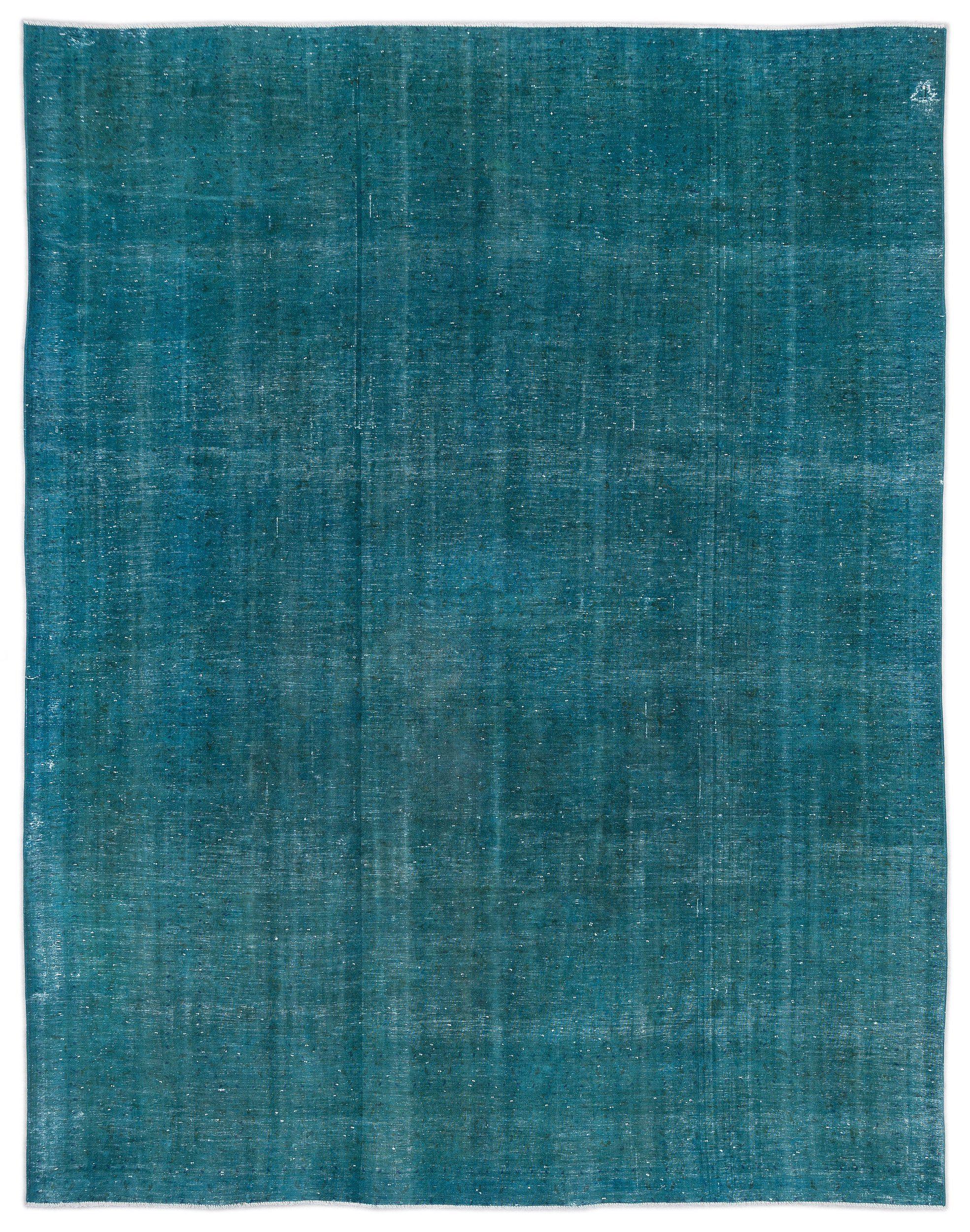 Turquoise Over Dyed Vintage XLarge Rug 9'6'' x 12'6'' ft 290 x 380 cm
