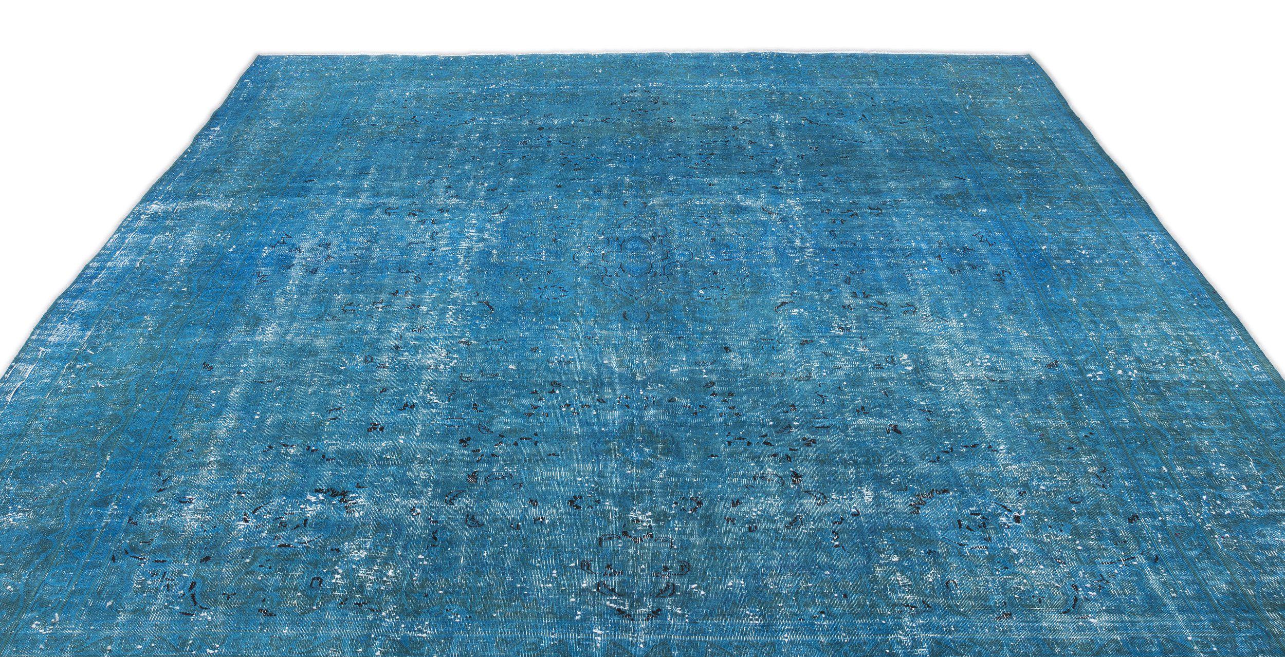 Turquoise Over Dyed Vintage XLarge Rug 9'5'' x 12'3'' ft 286 x 374 cm
