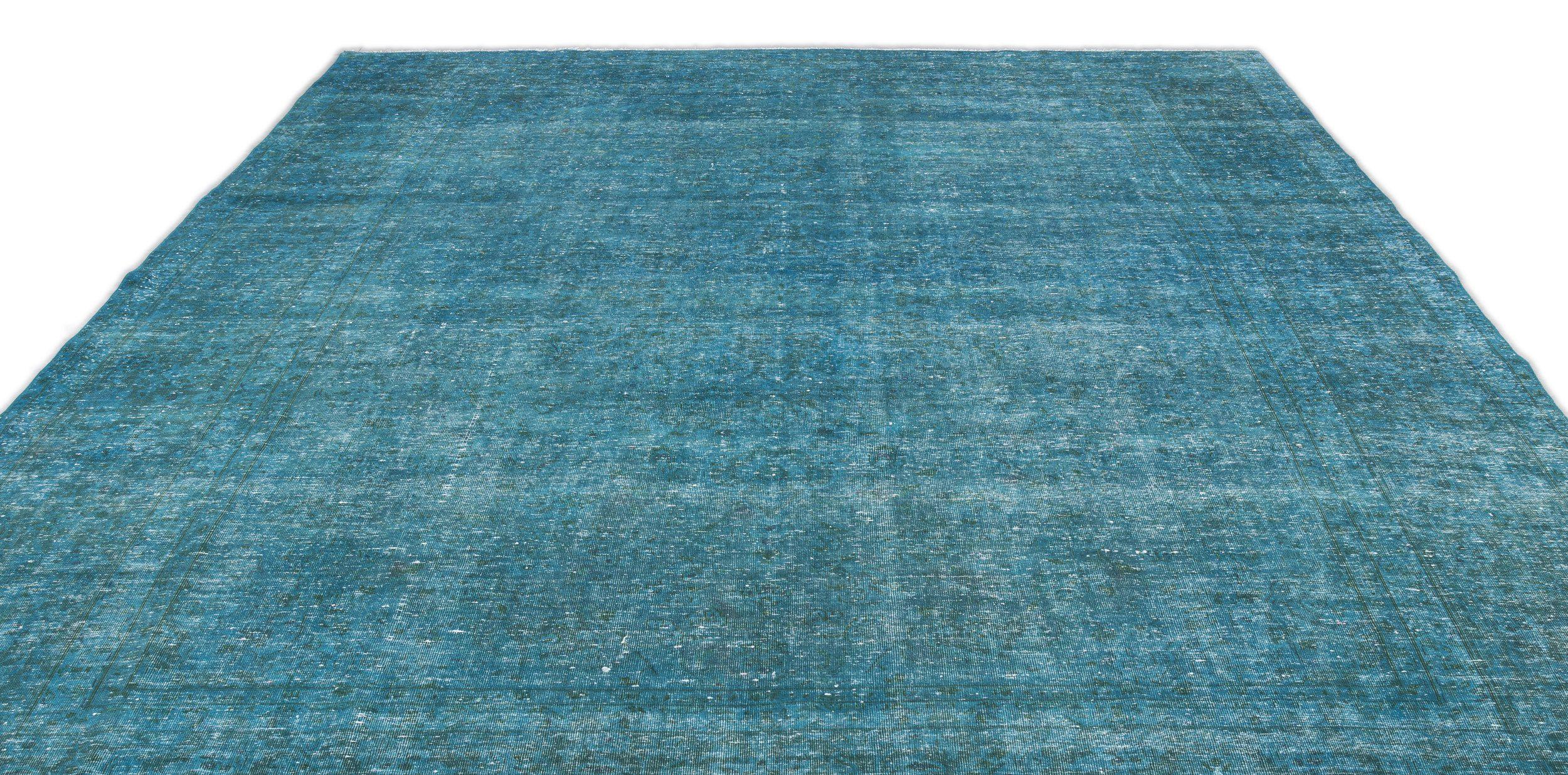 Turquoise Over Dyed Vintage XLarge Rug 9'5'' x 12'7'' ft 287 x 384 cm