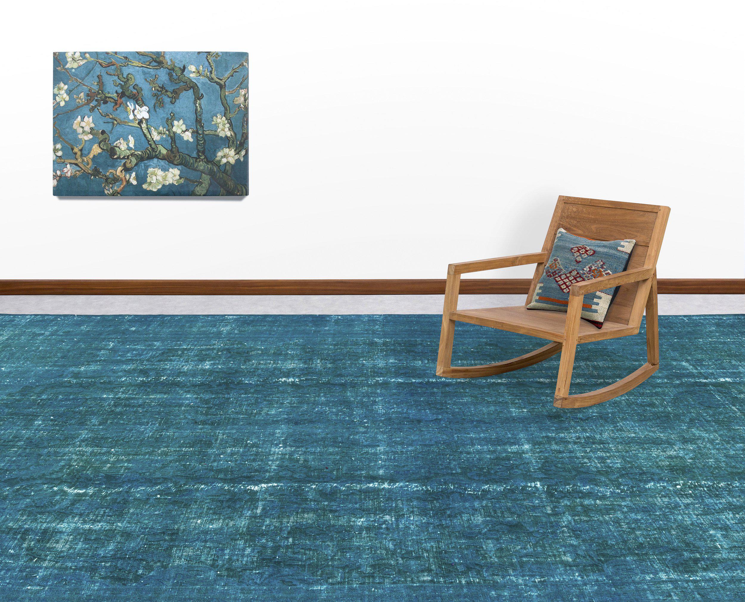 Turquoise Over Dyed Vintage XLarge Rug 9'3'' x 12'9'' ft 281 x 388 cm