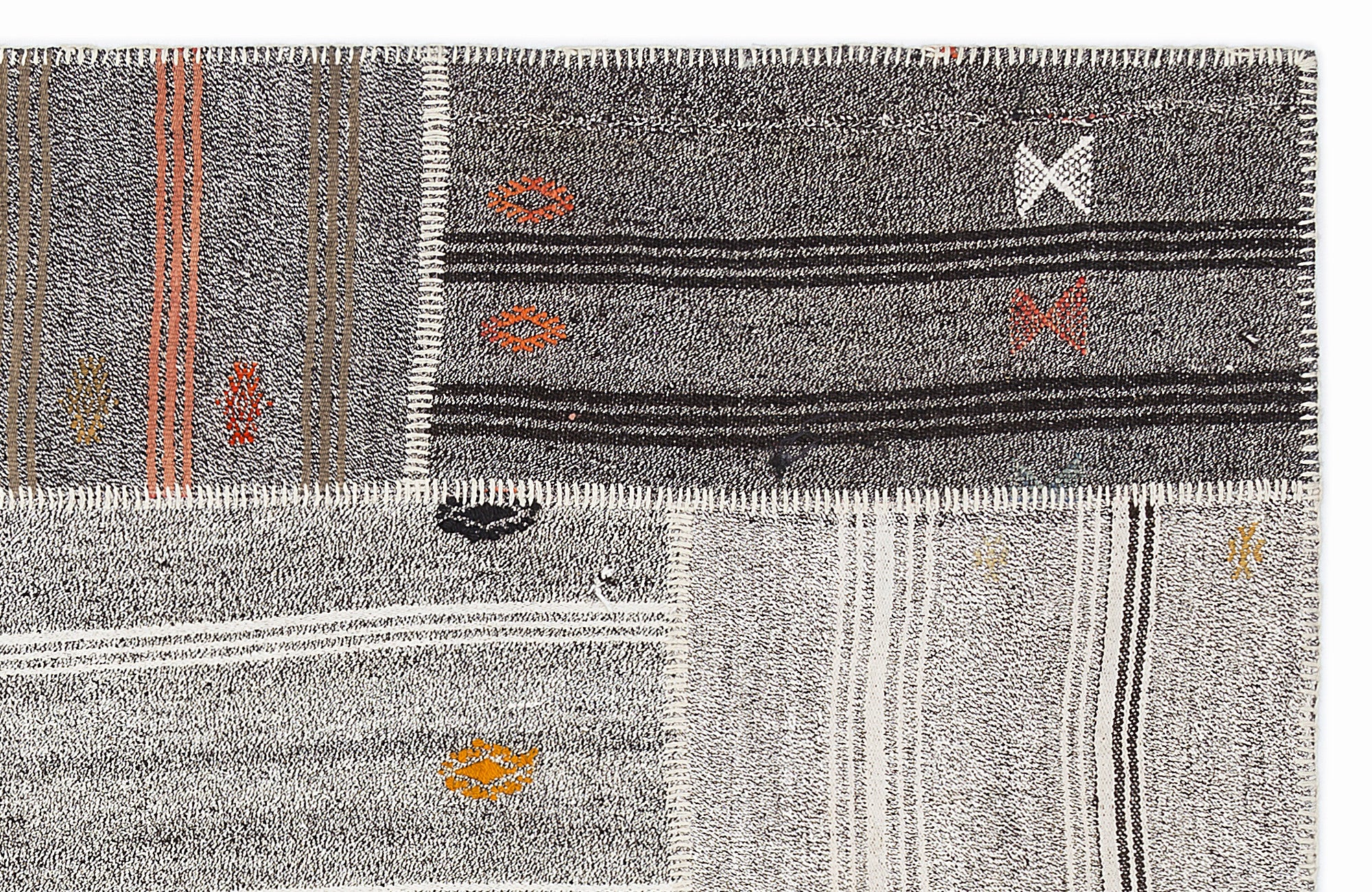 Striped Over Dyed Kilim Patchwork Unique Rug 5'3'' x 7'7'' ft 160 x 230 cm
