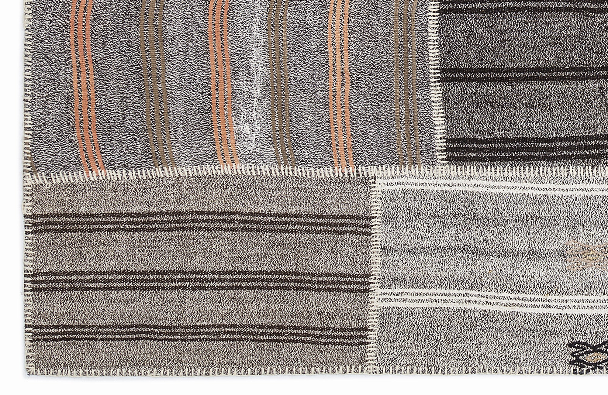 Striped Over Dyed Kilim Patchwork Unique Rug 5'3'' x 7'7'' ft 160 x 230 cm
