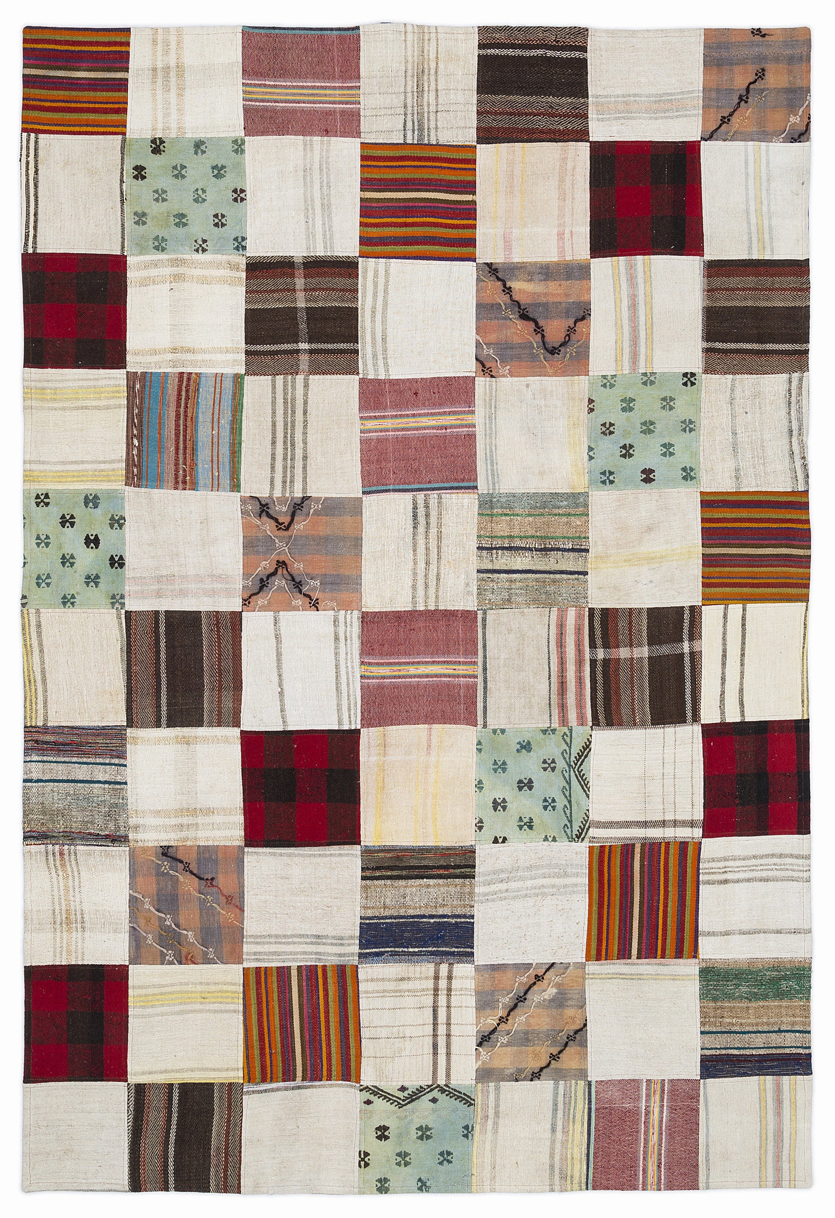 Mixed Over Dyed Kilim Patchwork Unique Rug 5'3'' x 7'7'' ft 160 x 230 cm