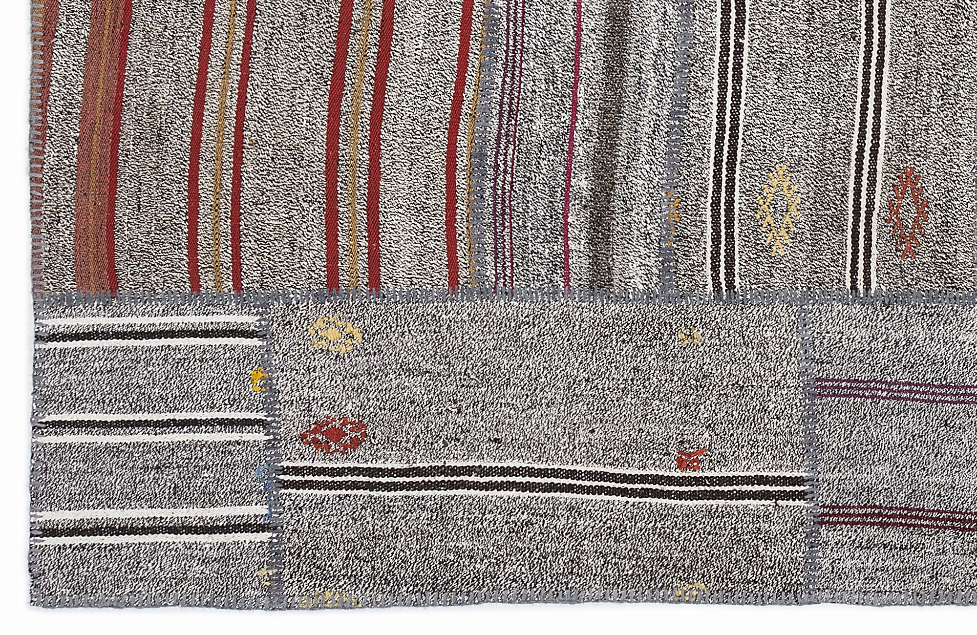 Striped Over Dyed Kilim Patchwork Unique Rug 5'3'' x 7'7'' ft 160 x 230 cm