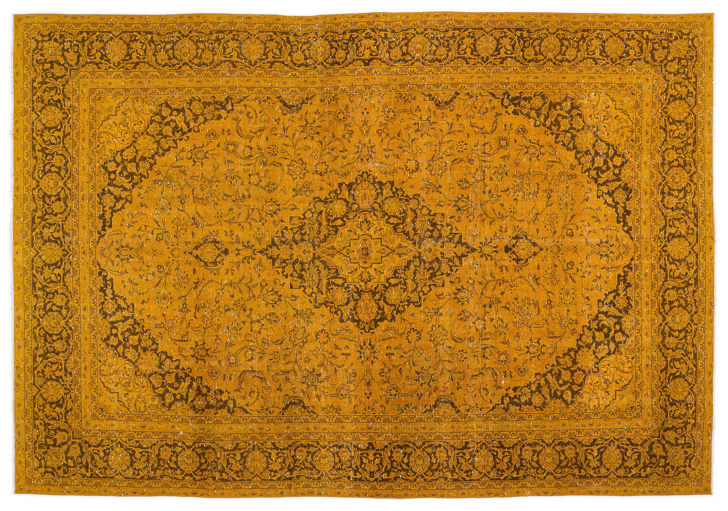 Yellow Over Dyed Vintage XLarge Rug 9'4'' x 13'1'' ft 284 x 400 cm