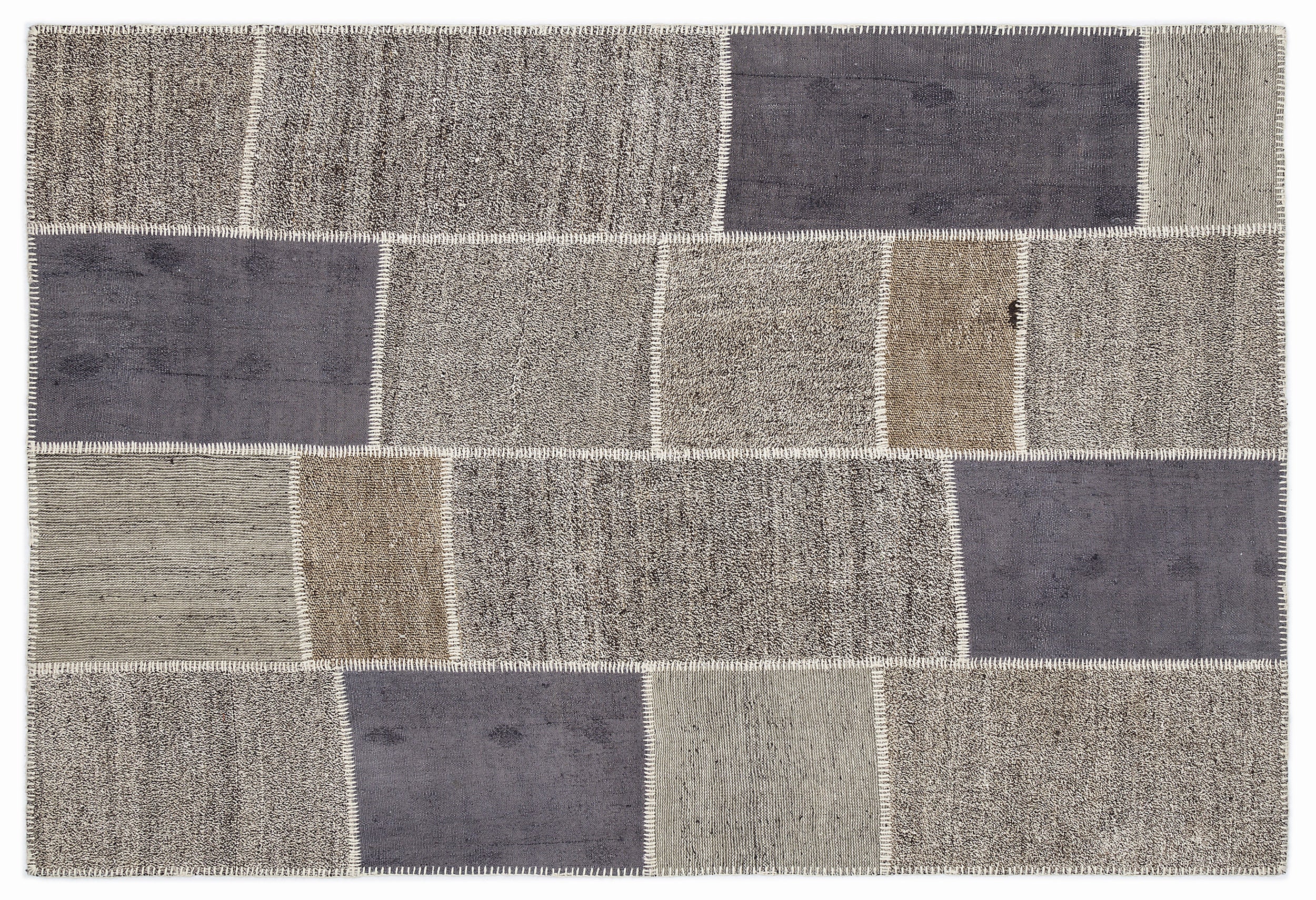 Striped Over Dyed Kilim Patchwork Unique Rug 5'3'' x 7'7'' ft 160 x 230 cm