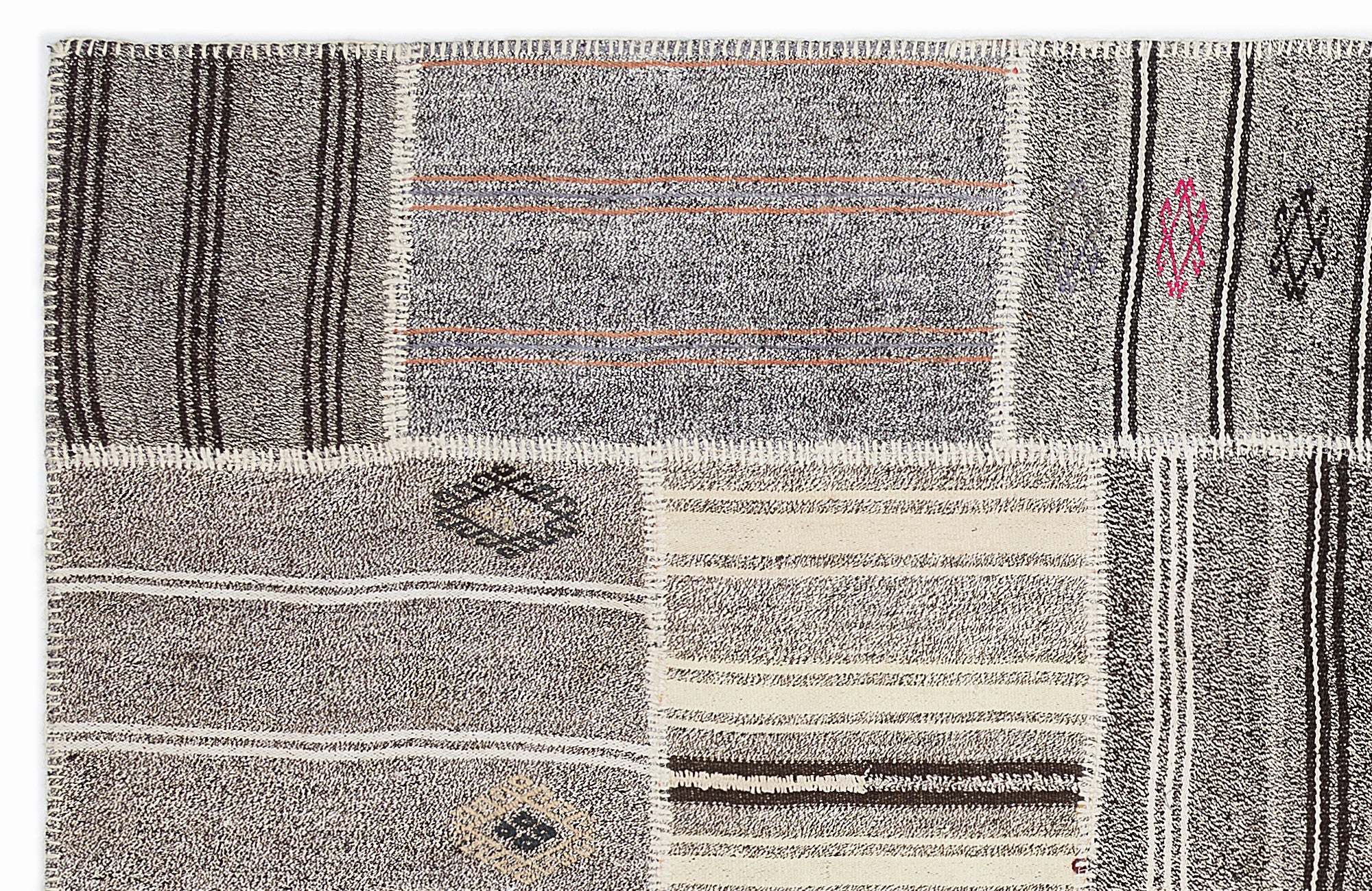 Striped Over Dyed Kilim Patchwork Unique Rug 5'3'' x 7'7'' ft 160 x 230 cm