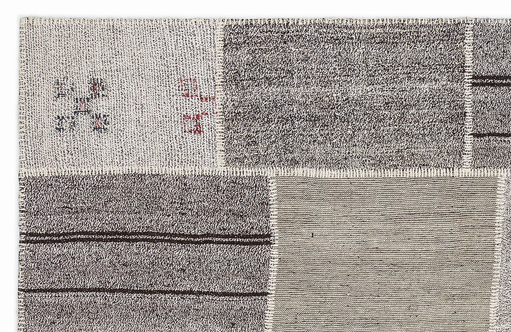 Striped Over Dyed Kilim Patchwork Unique Rug 5'3'' x 7'7'' ft 160 x 230 cm