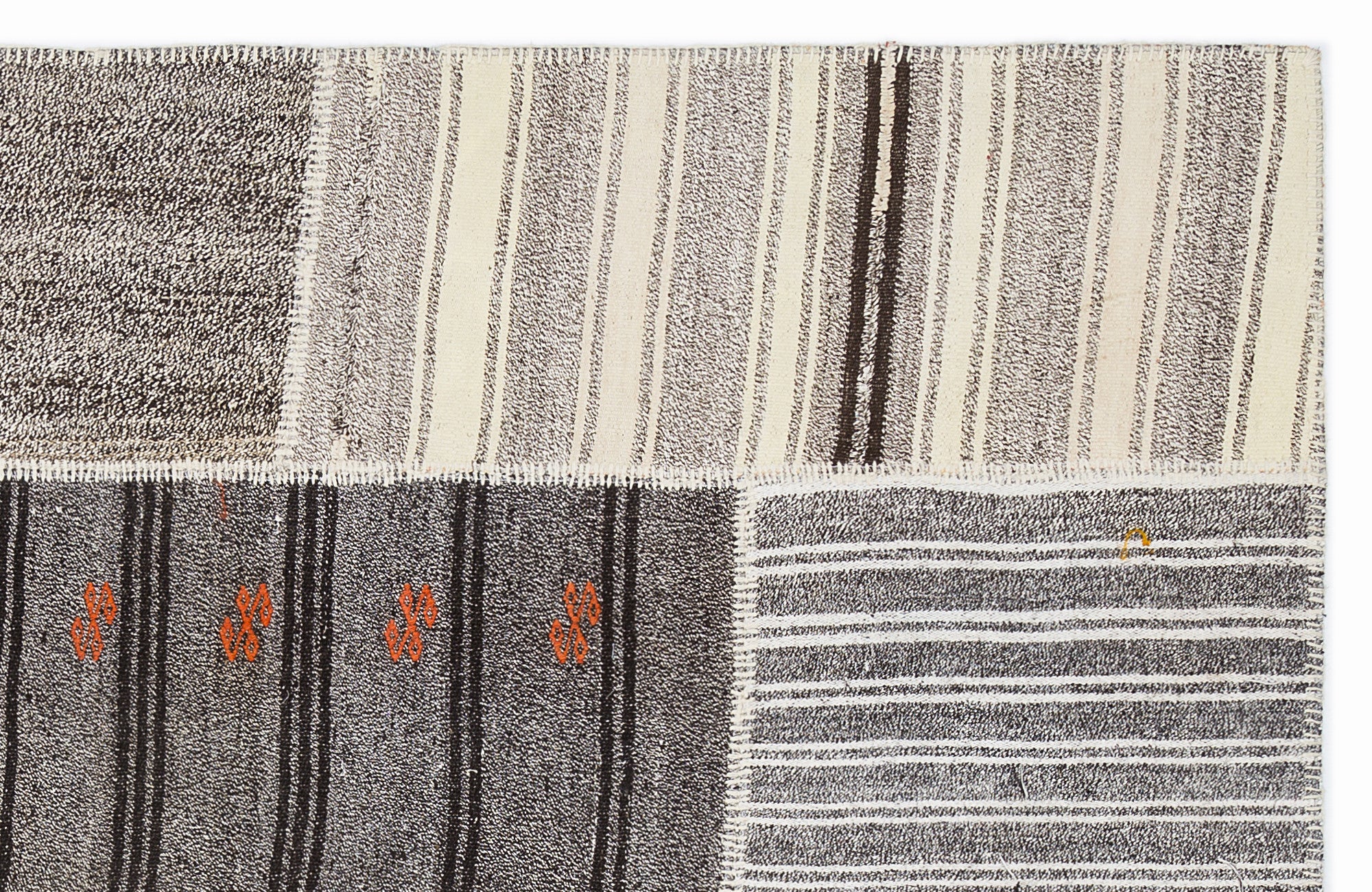 Striped Over Dyed Kilim Patchwork Unique Rug 5'3'' x 7'7'' ft 160 x 230 cm