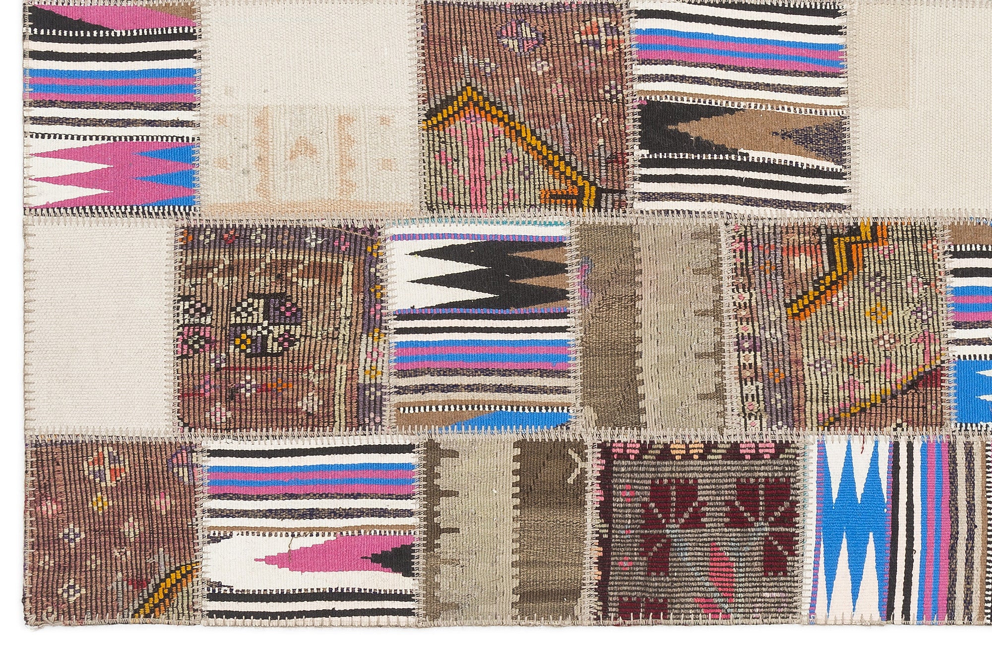 Striped Over Dyed Kilim Patchwork Unique Rug 3'11'' x 5'12'' ft 120 x 182 cm