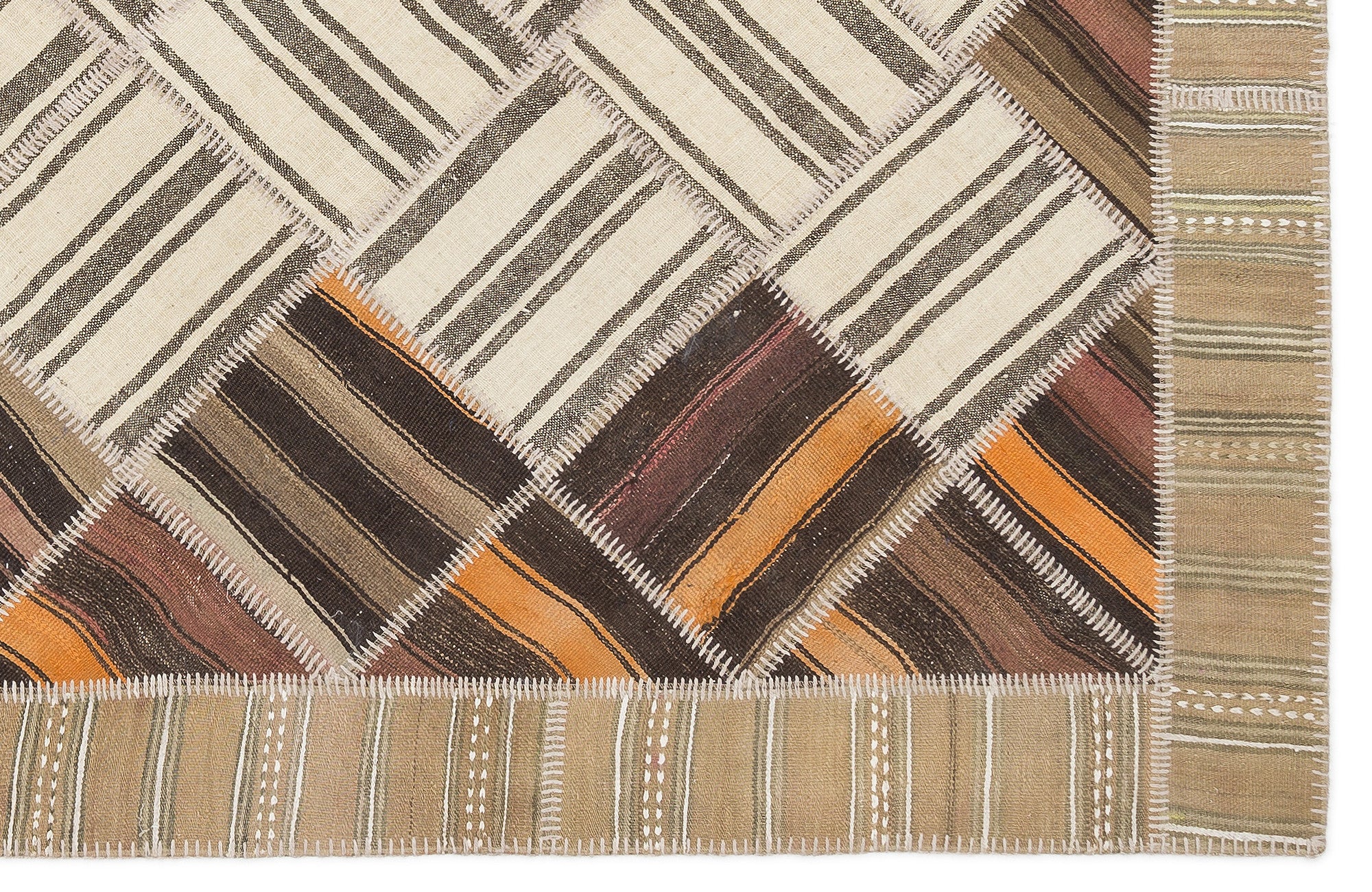 Striped Over Dyed Kilim Patchwork Unique Rug 5'7'' x 7'10'' ft 170 x 240 cm