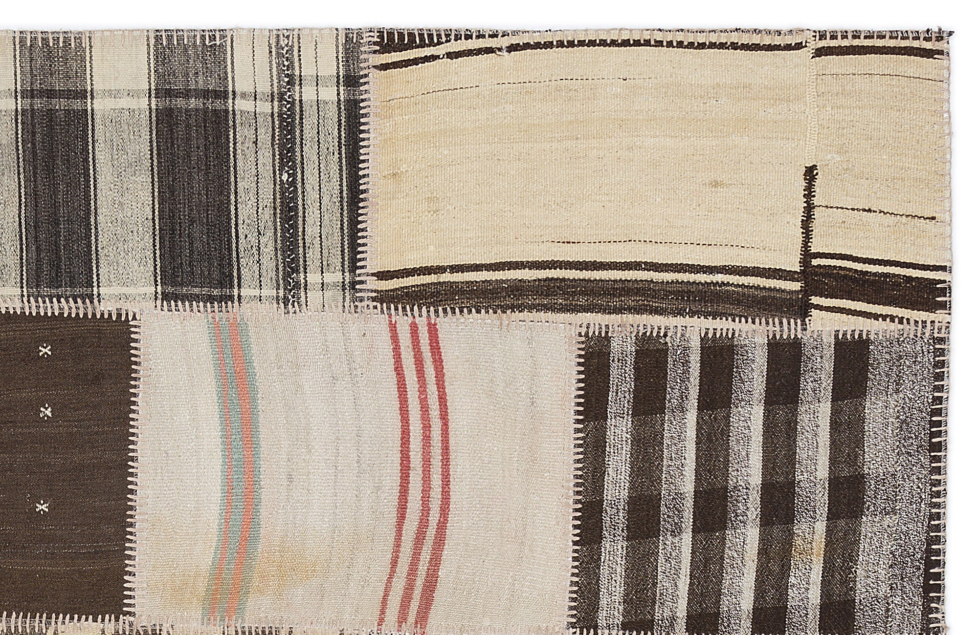 Striped Over Dyed Kilim Patchwork Unique Rug 5'3'' x 7'7'' ft 160 x 230 cm