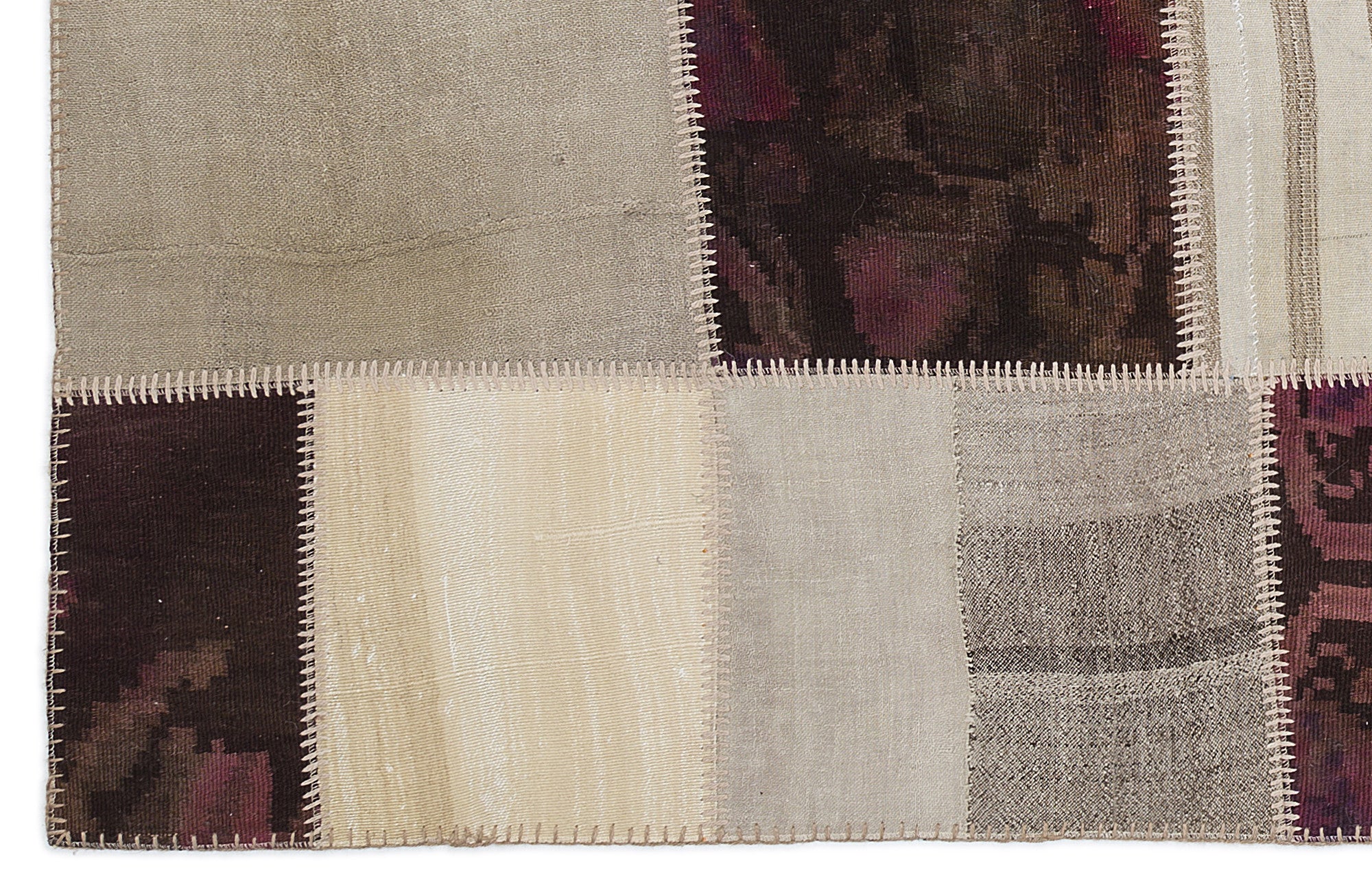 Striped Over Dyed Kilim Patchwork Unique Rug 5'3'' x 7'7'' ft 160 x 230 cm