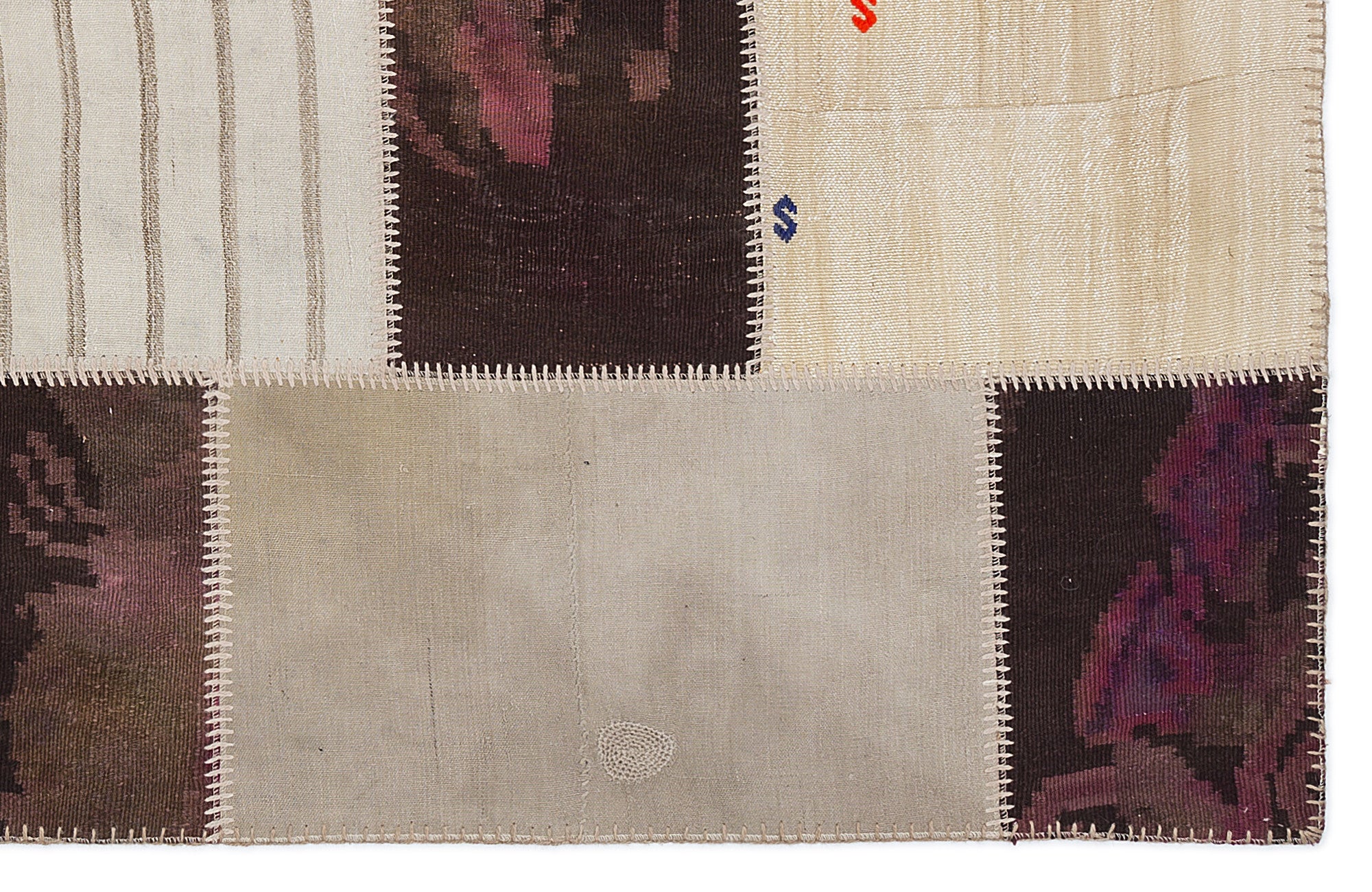 Striped Over Dyed Kilim Patchwork Unique Rug 5'3'' x 7'7'' ft 160 x 230 cm