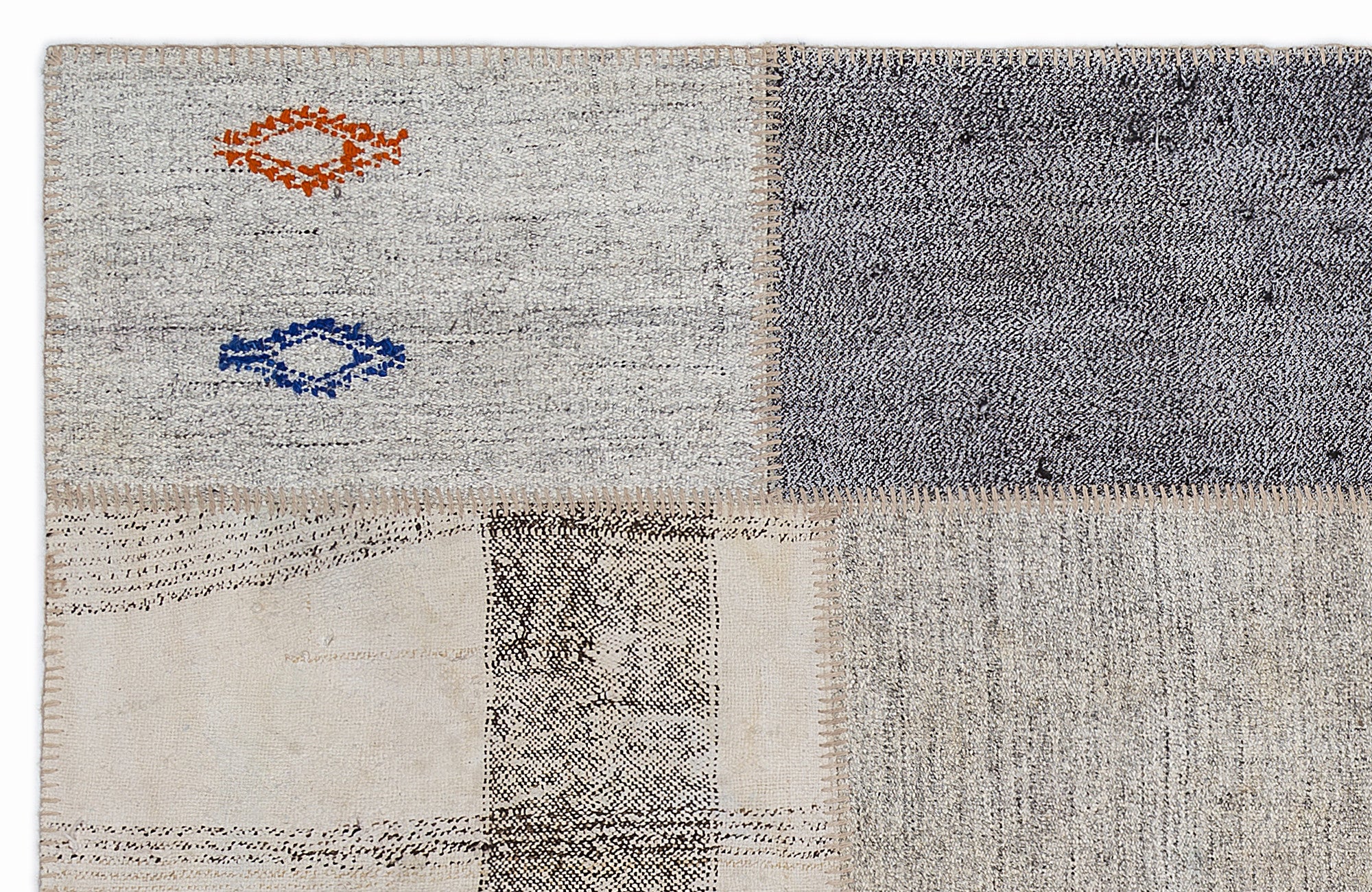 Striped Over Dyed Kilim Patchwork Unique Rug 5'3'' x 7'7'' ft 160 x 230 cm