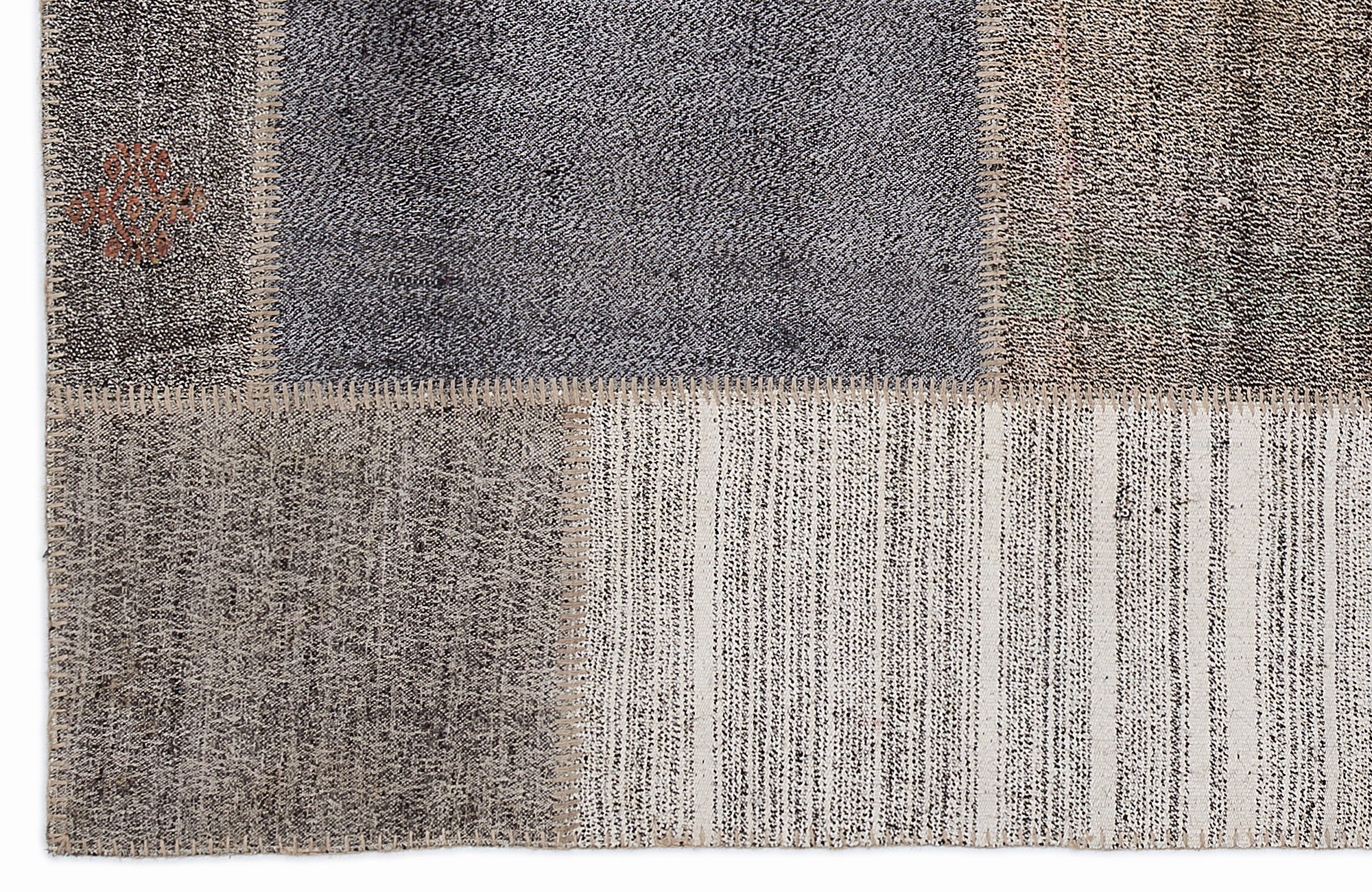 Striped Over Dyed Kilim Patchwork Unique Rug 5'3'' x 7'7'' ft 160 x 230 cm
