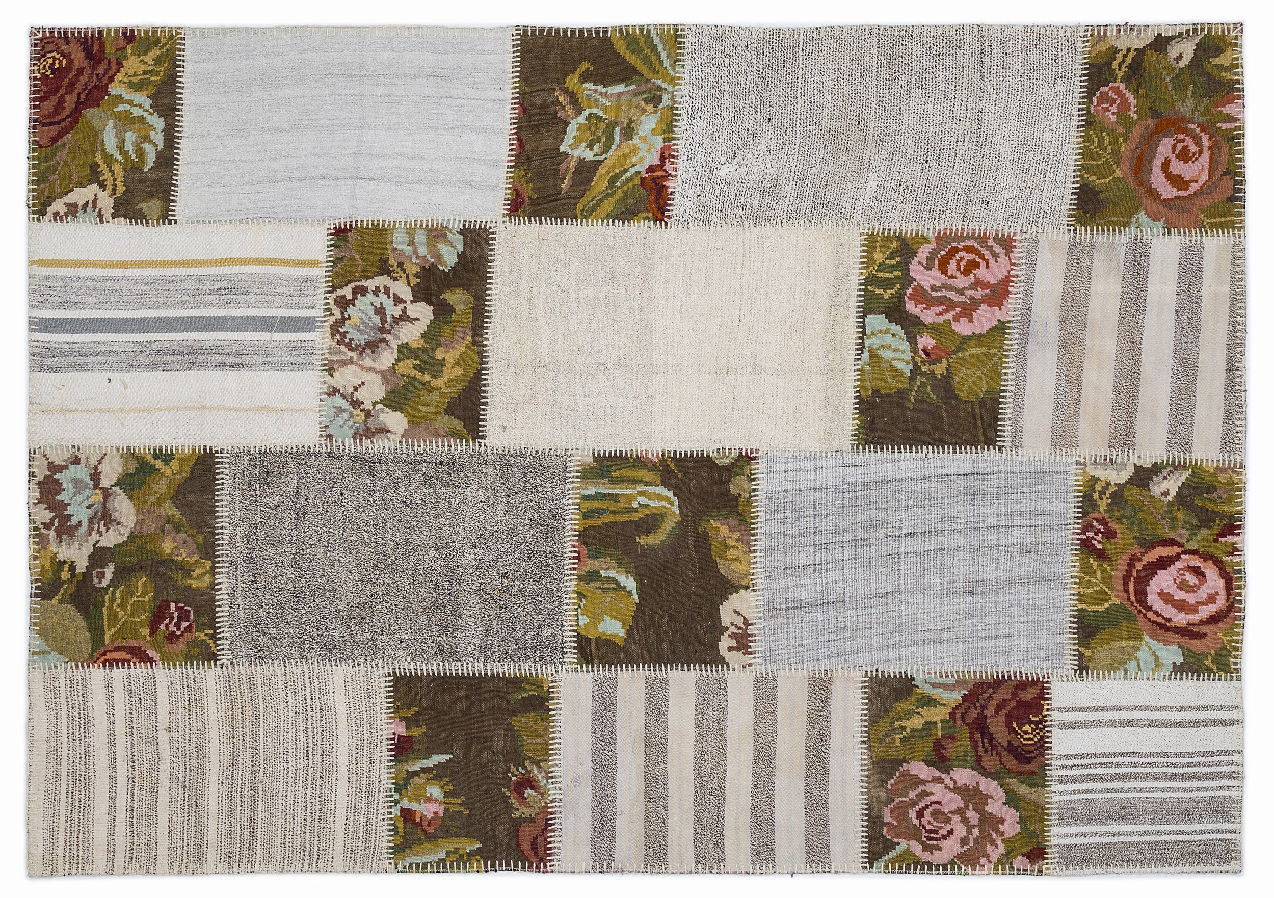 Karabakh Over Dyed Kilim Patchwork Unique Rug 5'3'' x 7'7'' ft 160 x 230 cm