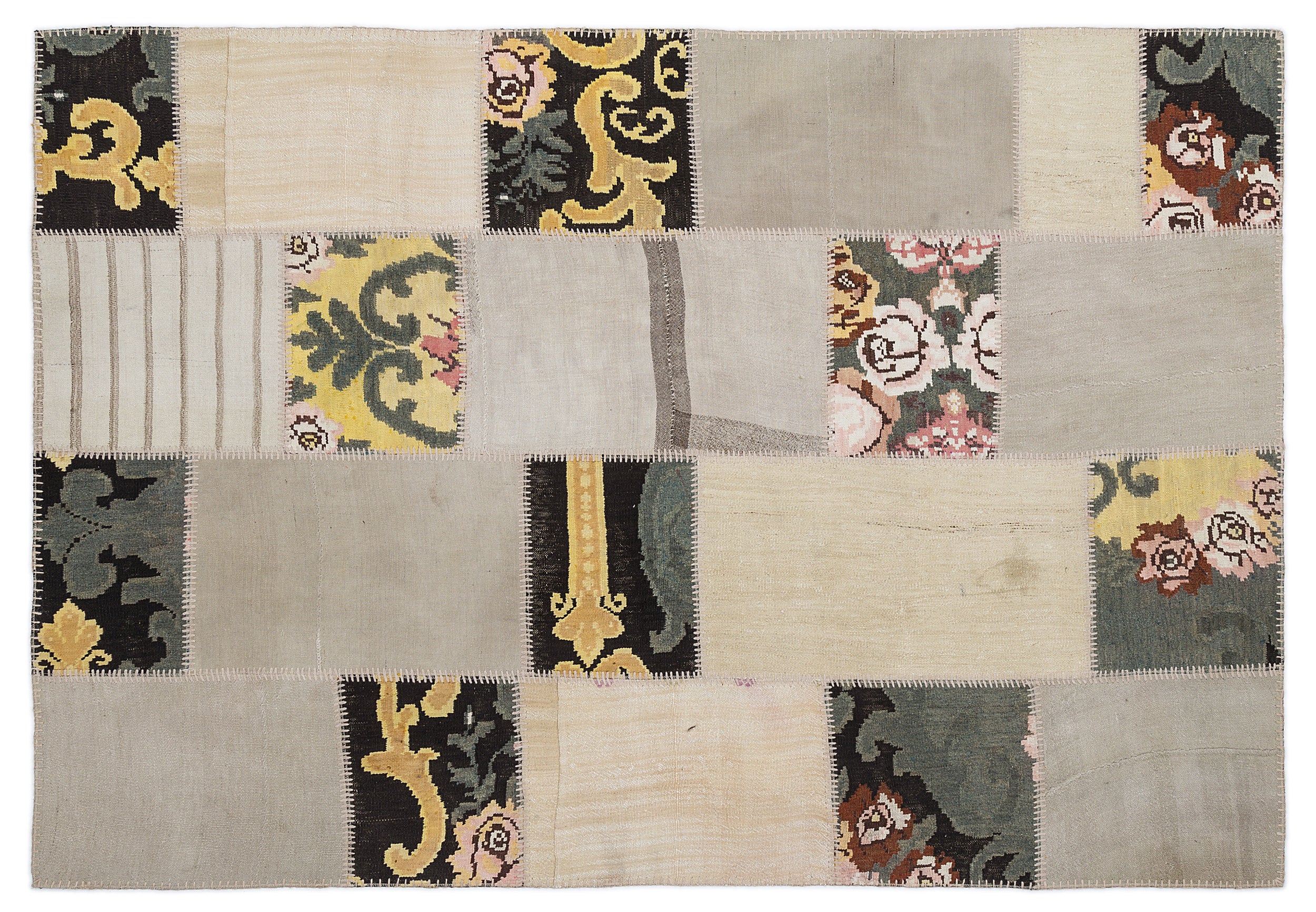 Karabakh Over Dyed Kilim Patchwork Unique Rug 5'3'' x 7'7'' ft 160 x 230 cm