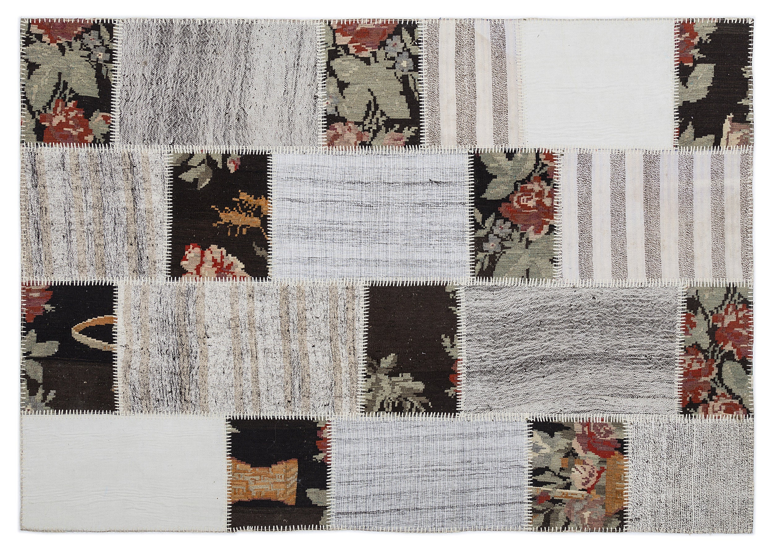 Karabakh Over Dyed Kilim Patchwork Unique Rug 5'3'' x 7'7'' ft 160 x 230 cm