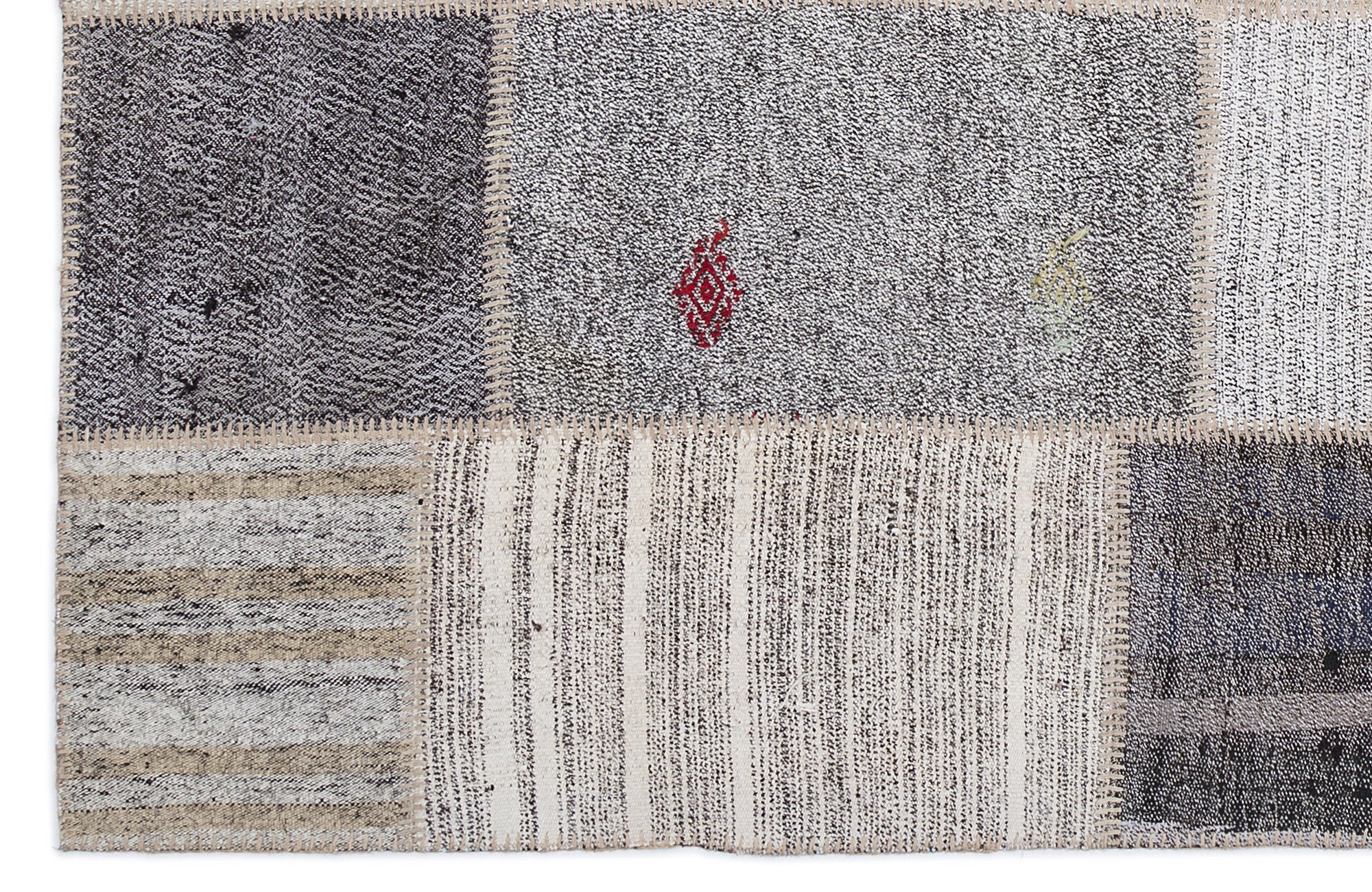 Striped Over Dyed Kilim Patchwork Unique Rug 5'3'' x 7'7'' ft 160 x 230 cm